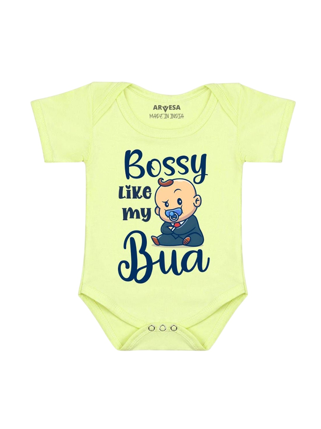 

Arvesa Bossy Like My Bua Printed Romper, Yellow