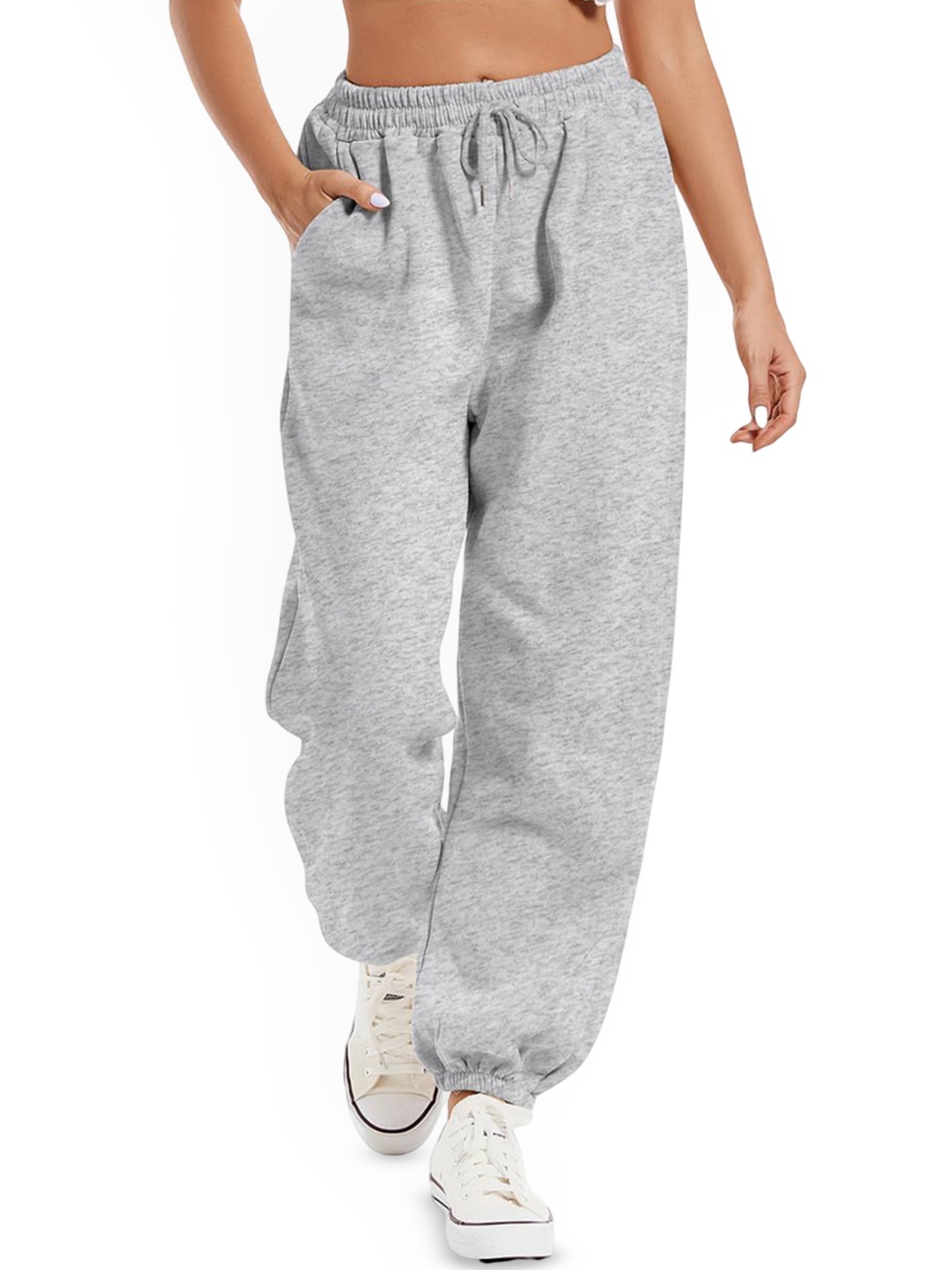

dockstreet Women Relaxed Fit Cotton Joggers, Grey