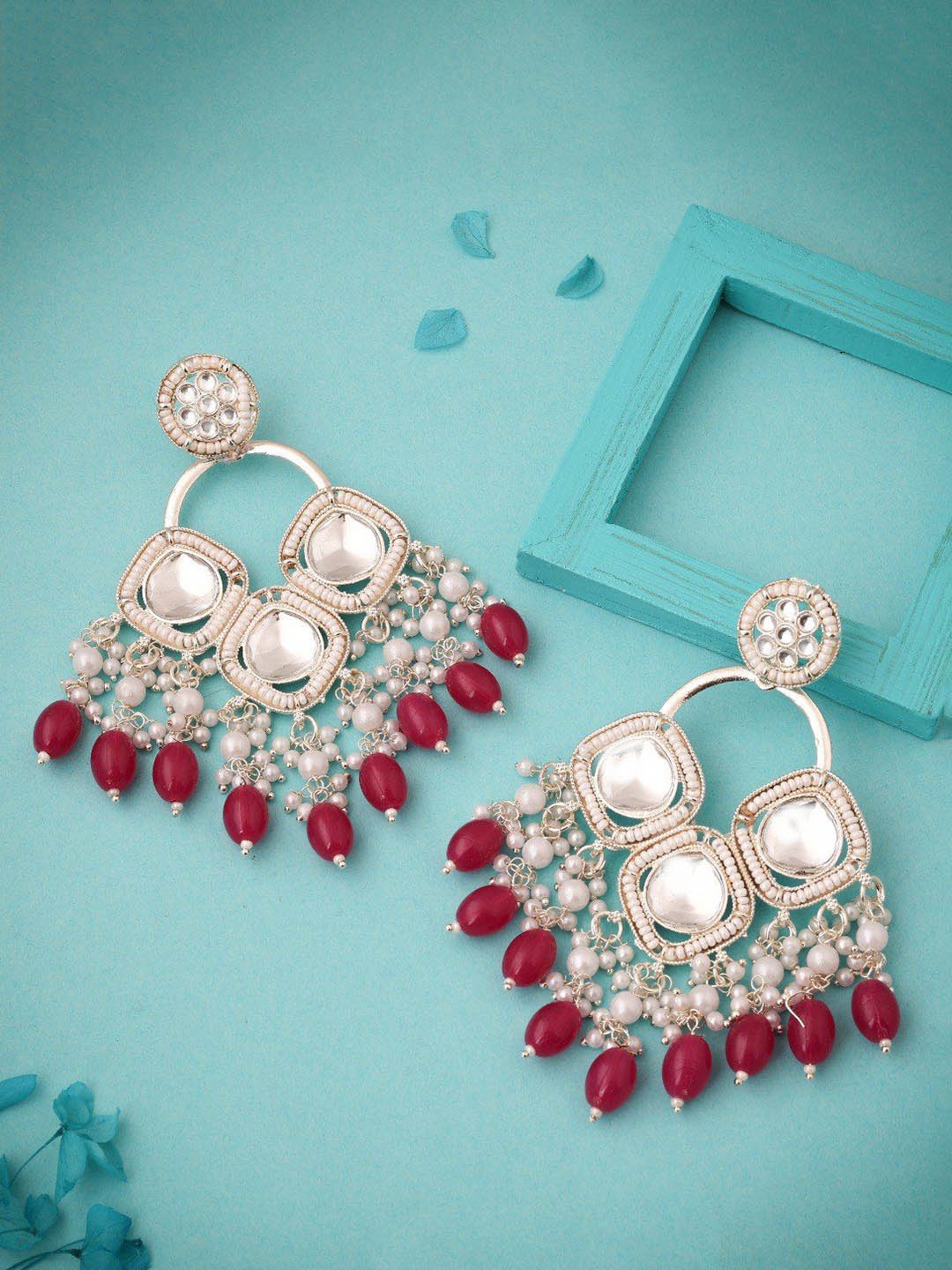 

Lyriss Gold-Plated Artificial Beaded Contemporary Shaped Jhumkas