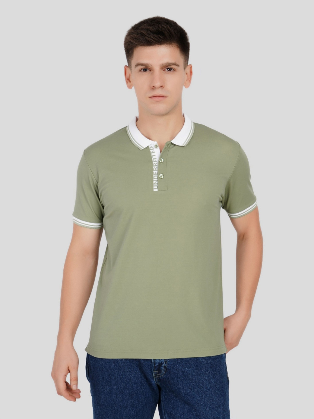 

Underrated Club Men Solid Polo Collar T-shirt, Green