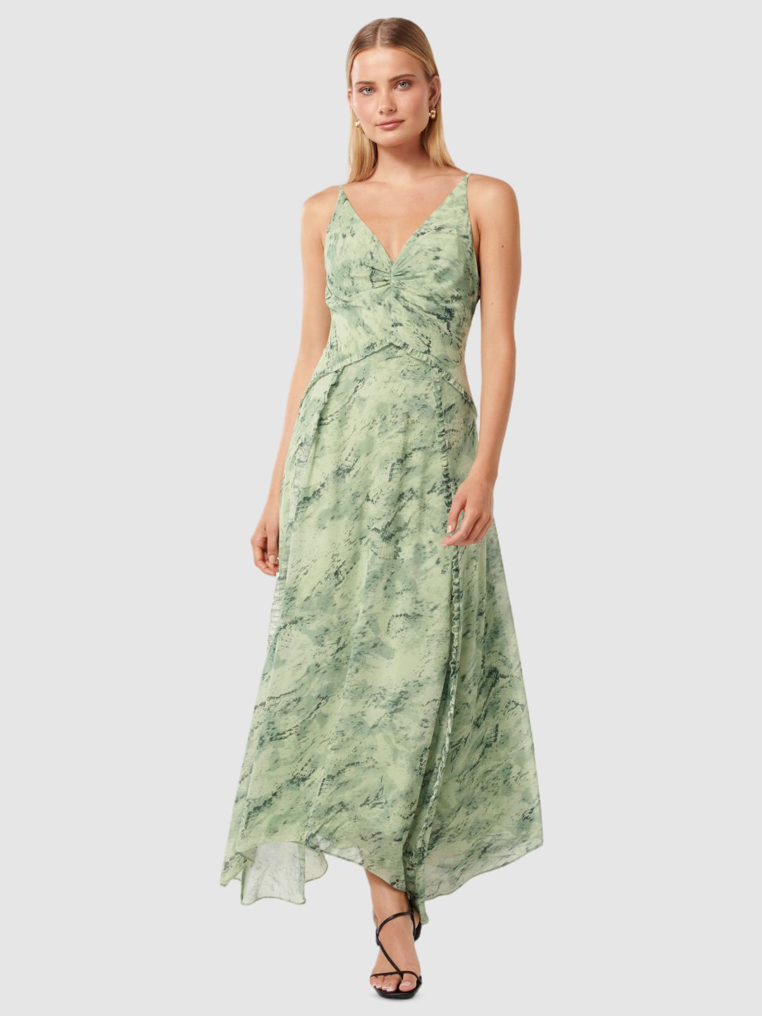 

Forever New Print A-Line Midi Dress, Green