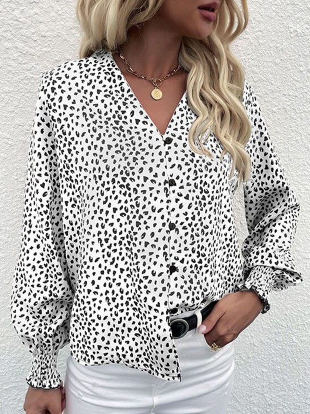 

HERE&NOW Women Animal Opaque Printed Casual Shirt, White