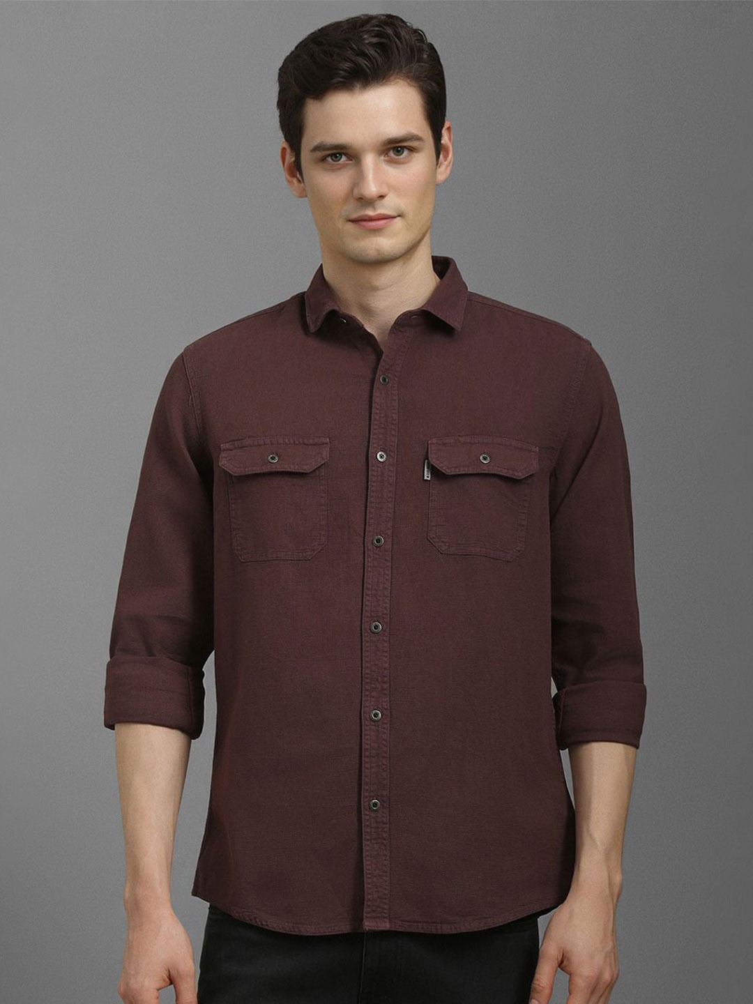 

Louis Philippe Jeans Men Slim Fit Opaque Casual Shirt, Brown