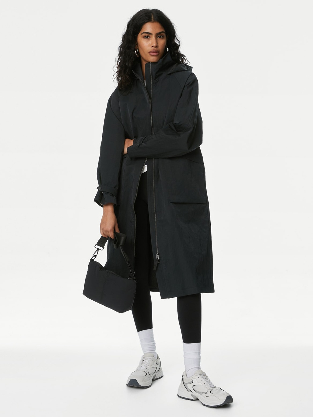 

Marks & Spencer Stormwear Funnel Neck Longline Raincoat, Black