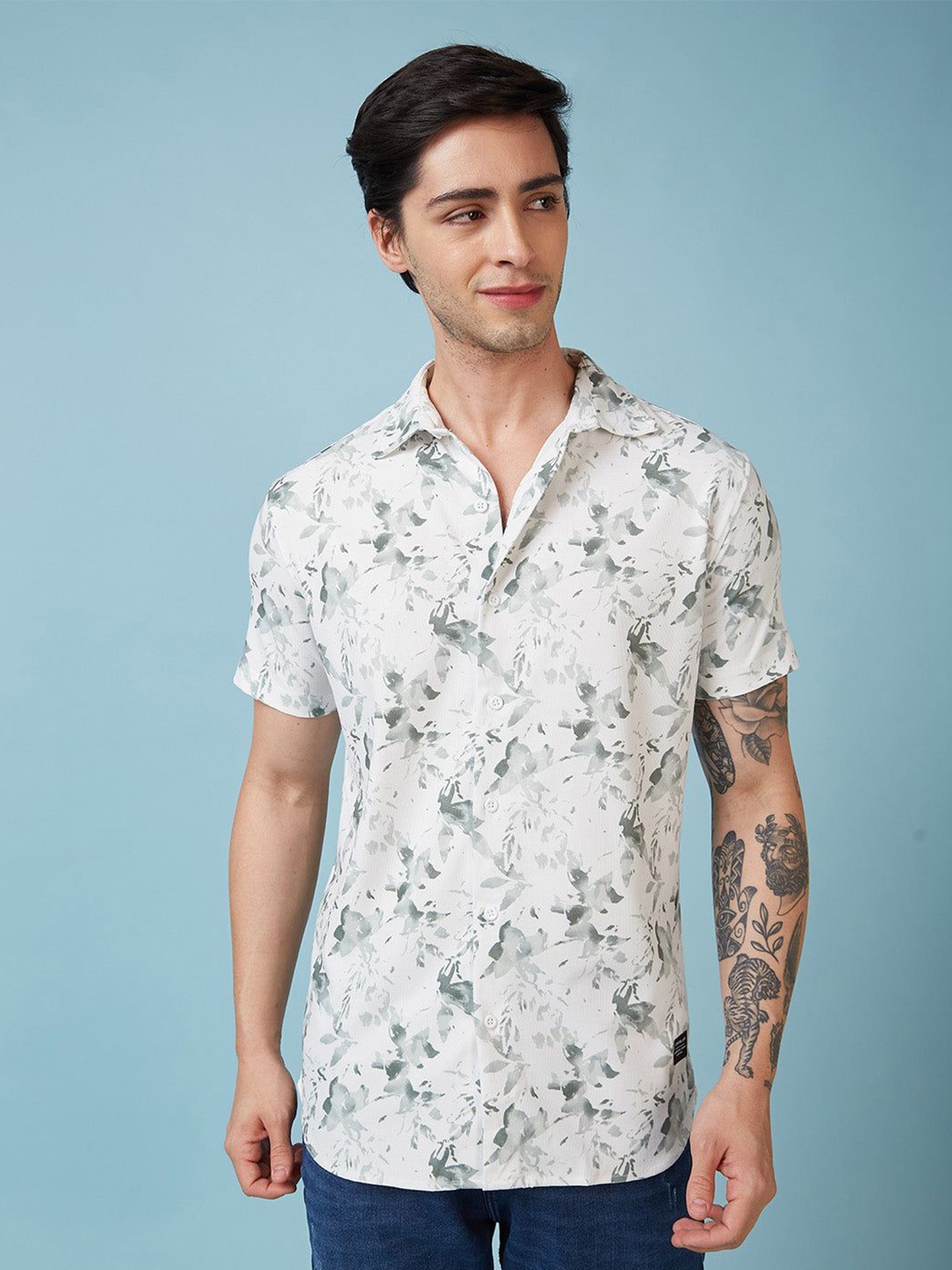 

Status Quo Men Standard Floral Opaque Printed Casual Shirt, Green