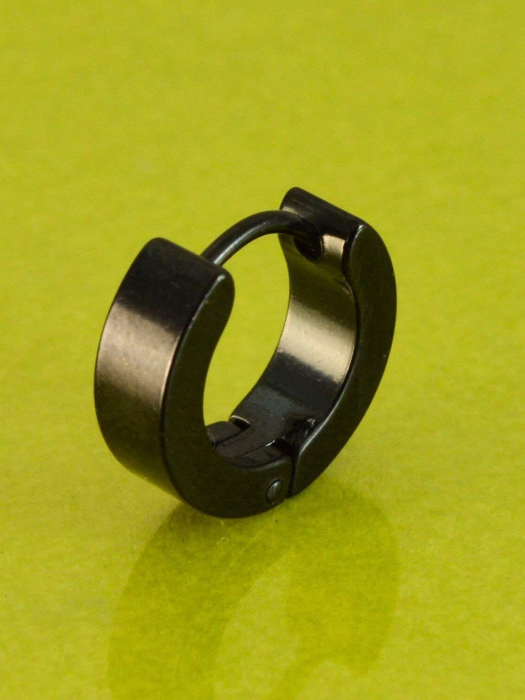 

Roadster Men Stainless Steel Contemporary Shaped Hoop Earrings, Black