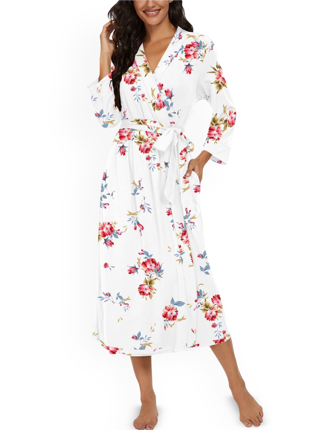 

Dreambe Printed Satin Robe, White