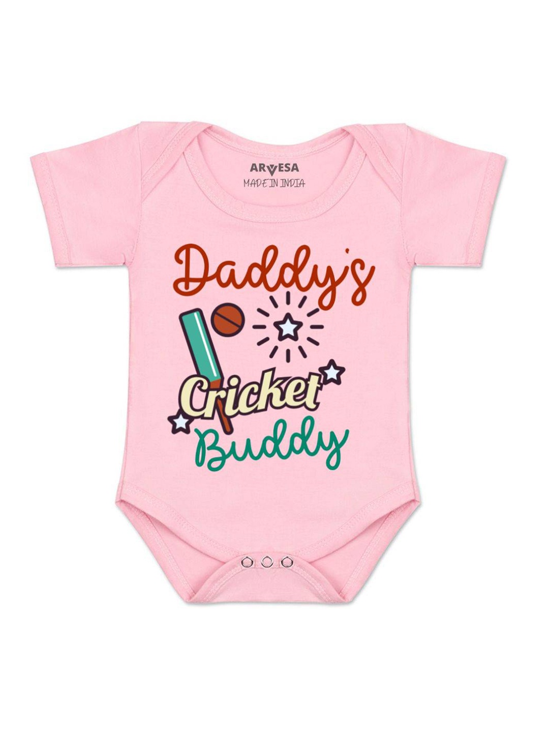 

Arvesa Daddy Cricket Buddy Printed Romper, Pink