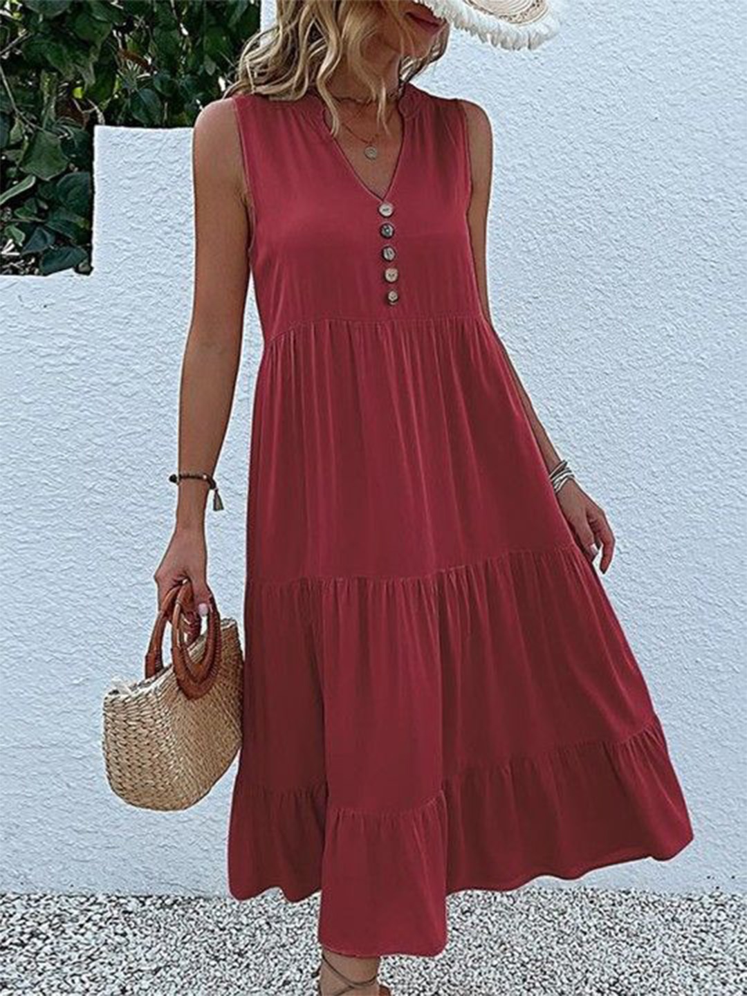 

HERE&NOW A-Line Midi Dress, Maroon