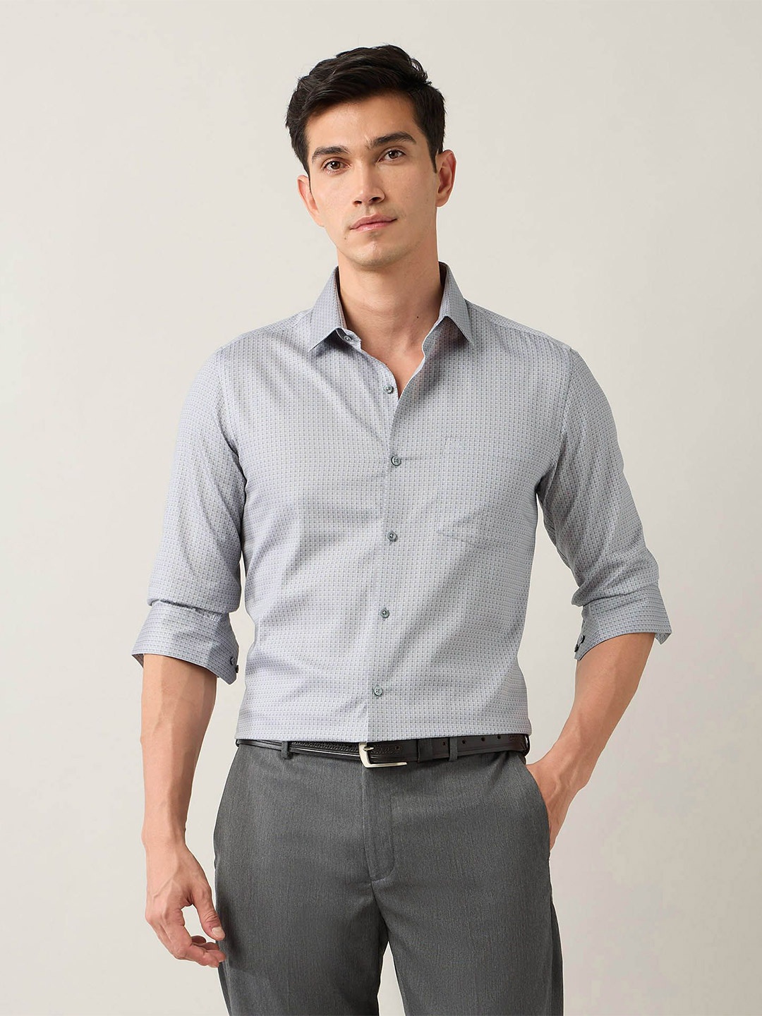 

Arrow Men Slim Fit Opaque Printed Formal Shirt, Grey