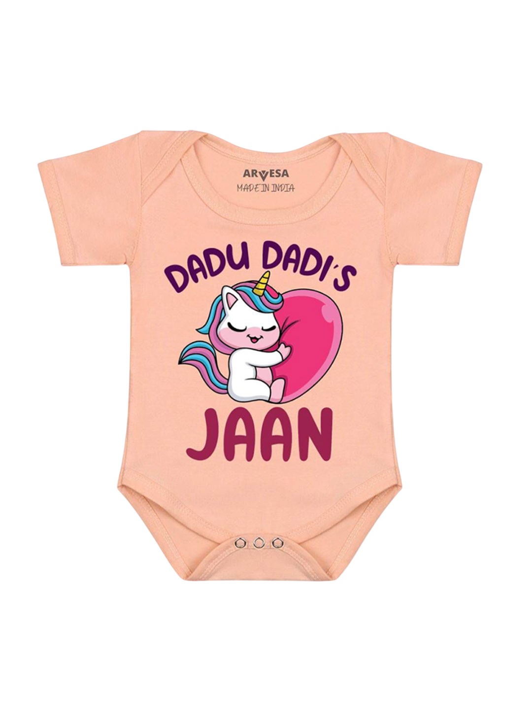 

Arvesa Infants Kids Printed Short Sleeves Romper, Peach