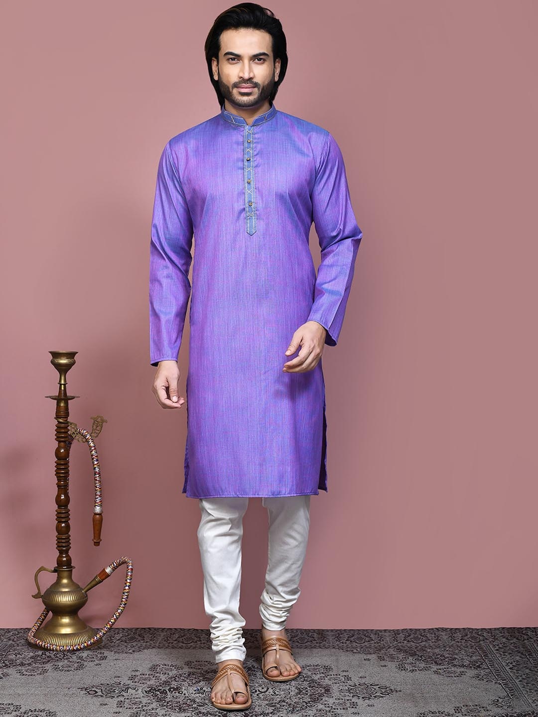 

RANAK Men Regular Kurta with Pyjamas, Purple