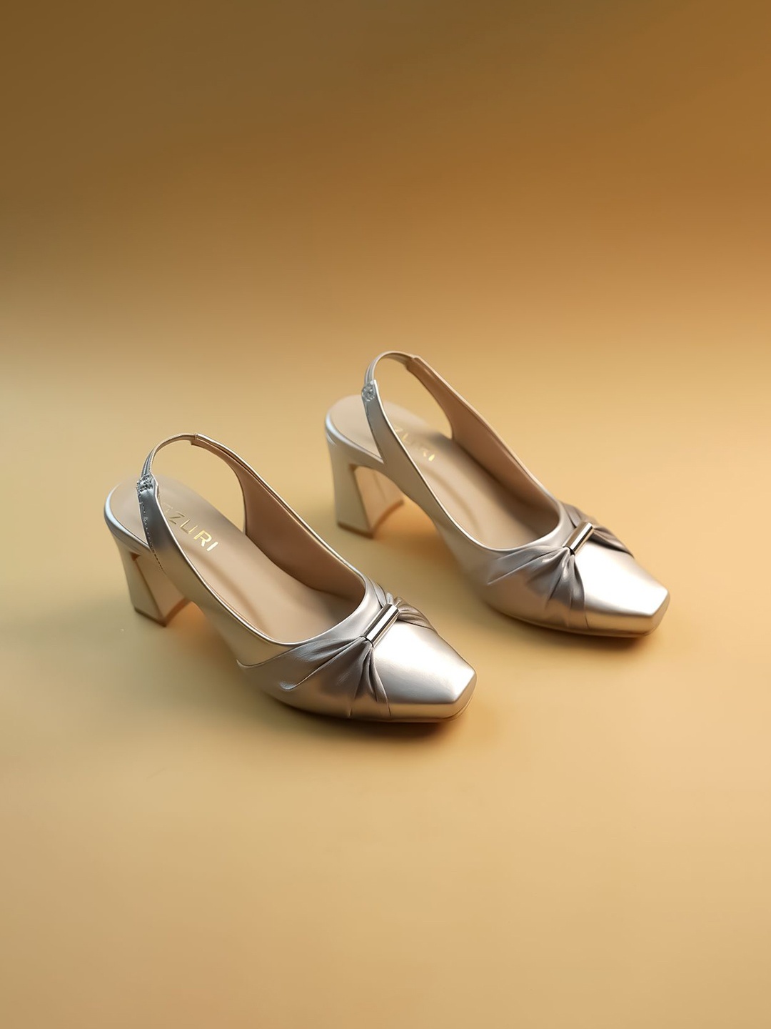 

Ozuri Party Block Pumps with Bows, Silver