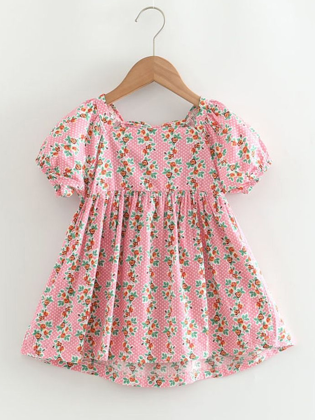 

LULU & SKY Floral Print Flared Sleeve Fit & Flare Dress, Pink