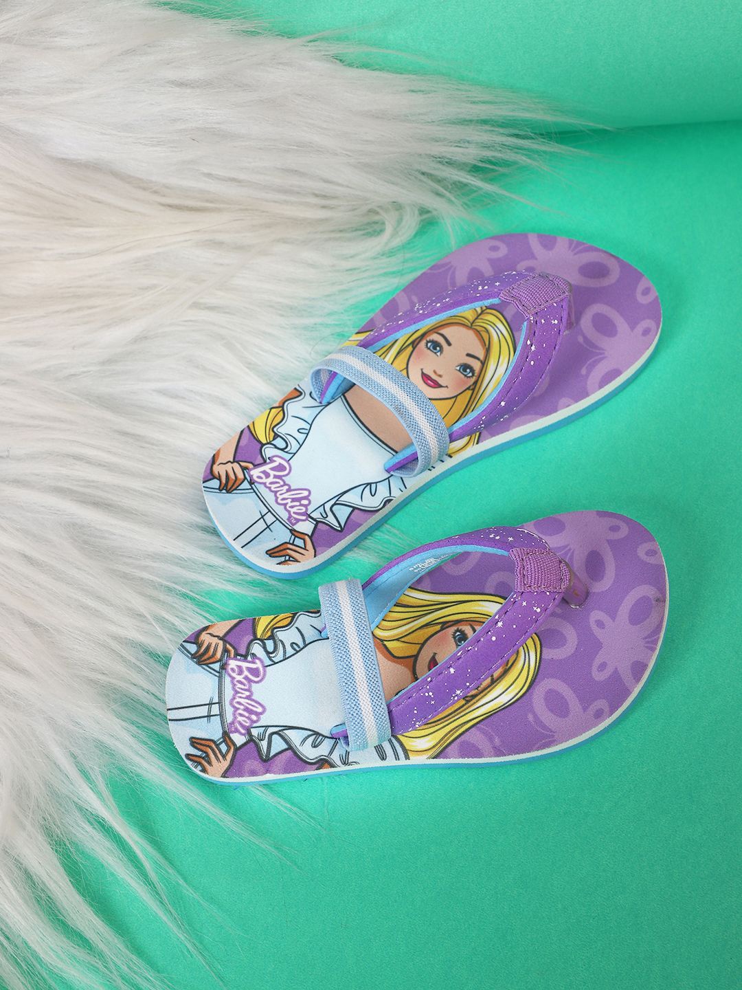 

Kids Ville Girls Barbie Printed Thong Flip-Flops, Purple