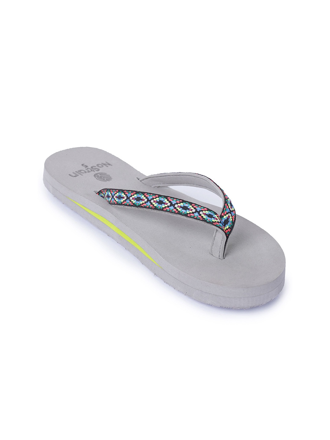 

NoStrain Women Printed Thong Flip-Flops, Grey