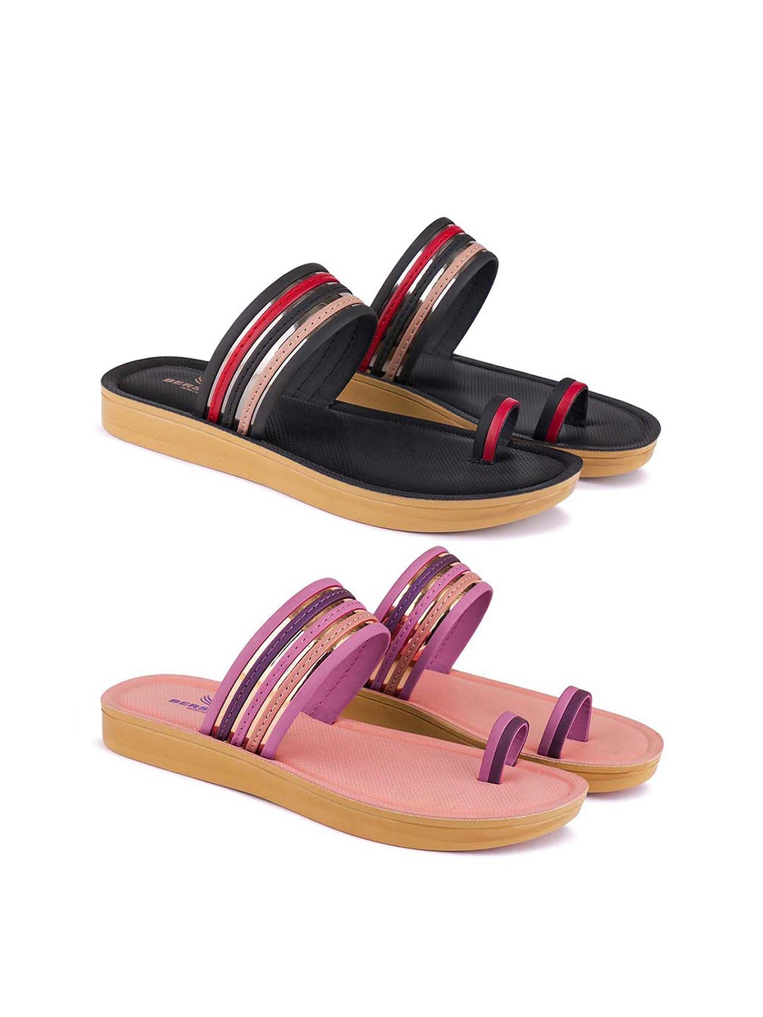 

BERSACHE Set Of 2 One Toe Flats, Pink