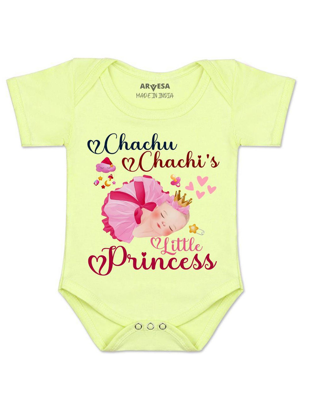 

Arvesa Chachu Chachi'S Little Princess Printed Romper, Yellow