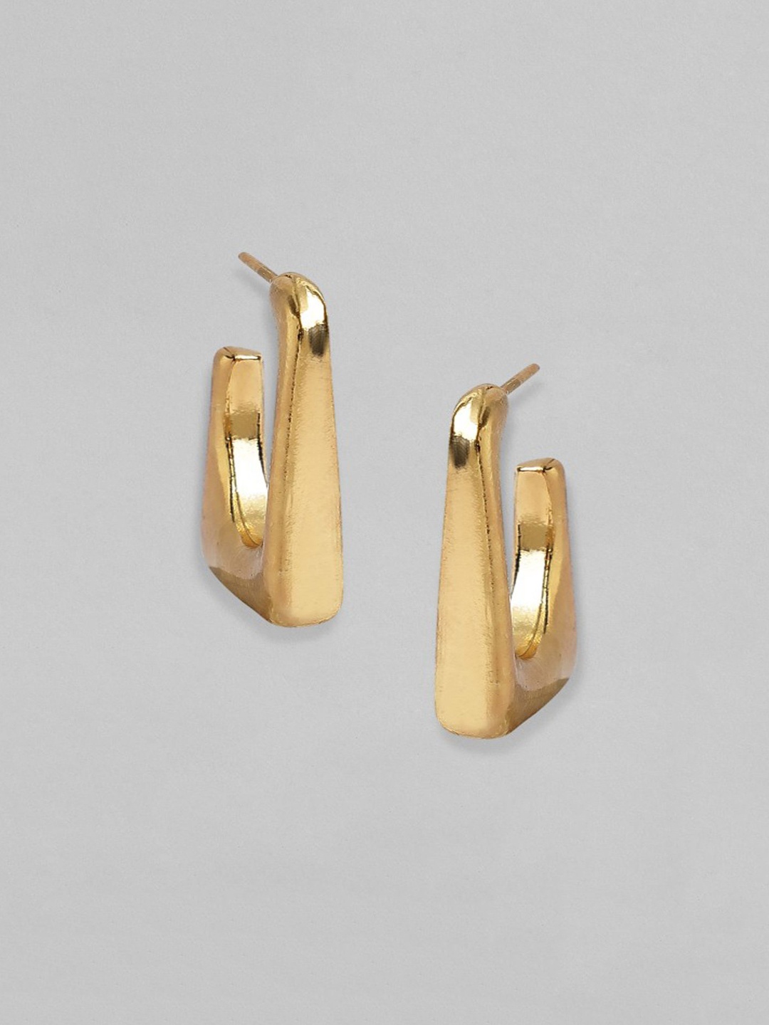 

FIMBUL Gold-Plated Stainless Steel Open Square Shaped Hoop Earrings