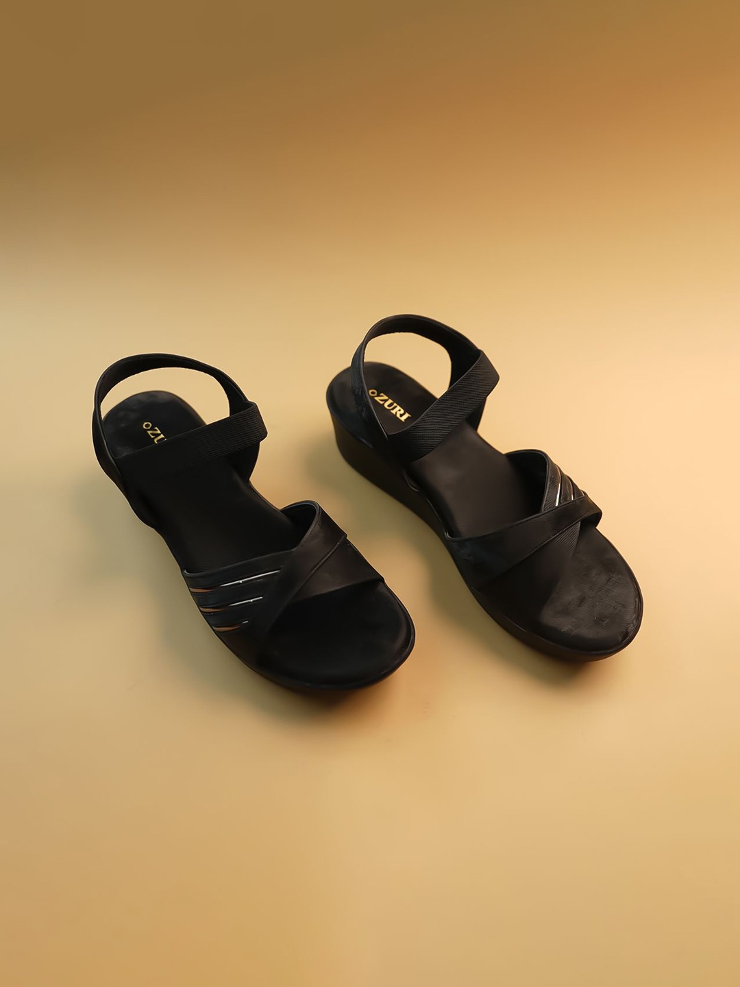 

Ozuri Party Wedge Sandals with Bows, Black