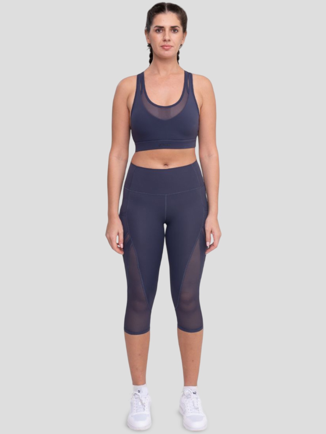 

STRCH Women Training or Gym Three-Fourth Length Tights, Blue