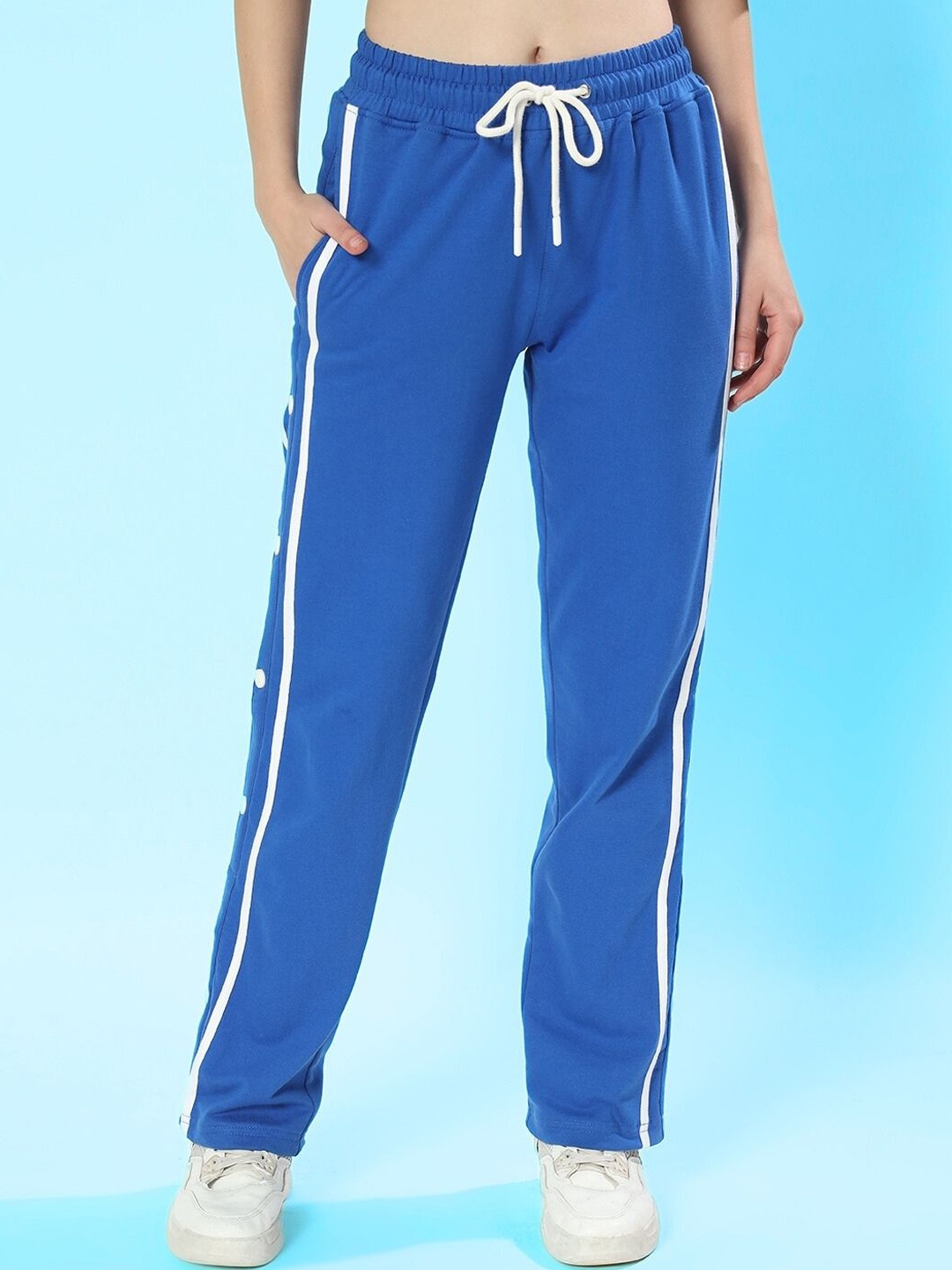

WEARDUDS Women Relaxed-Fit Mid Rise Track Pant, Blue