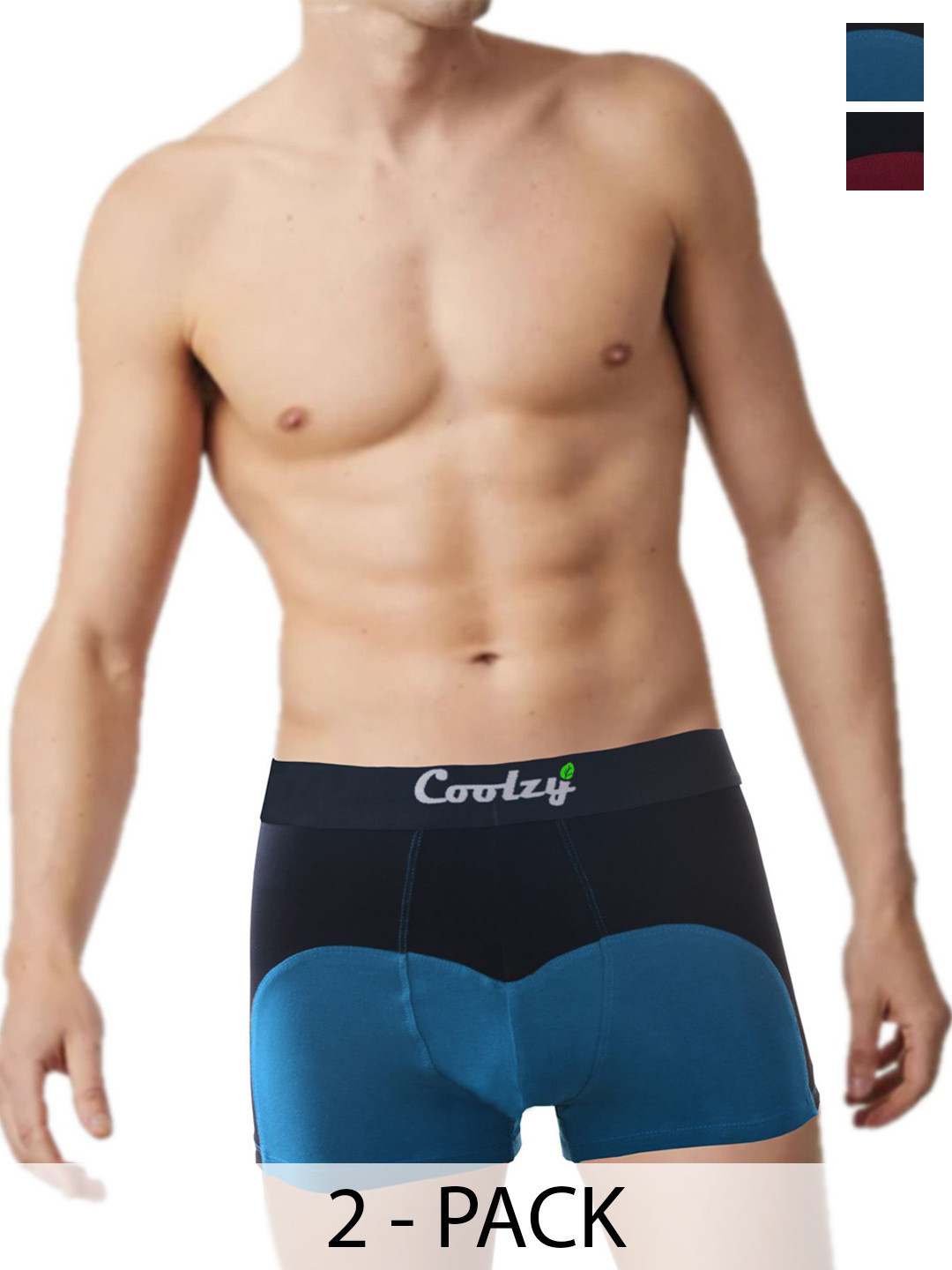 

COOLZY Pack Of 2 Color Block Antibacterial Trunks - SEOCSOTNK2K495-S, Blue