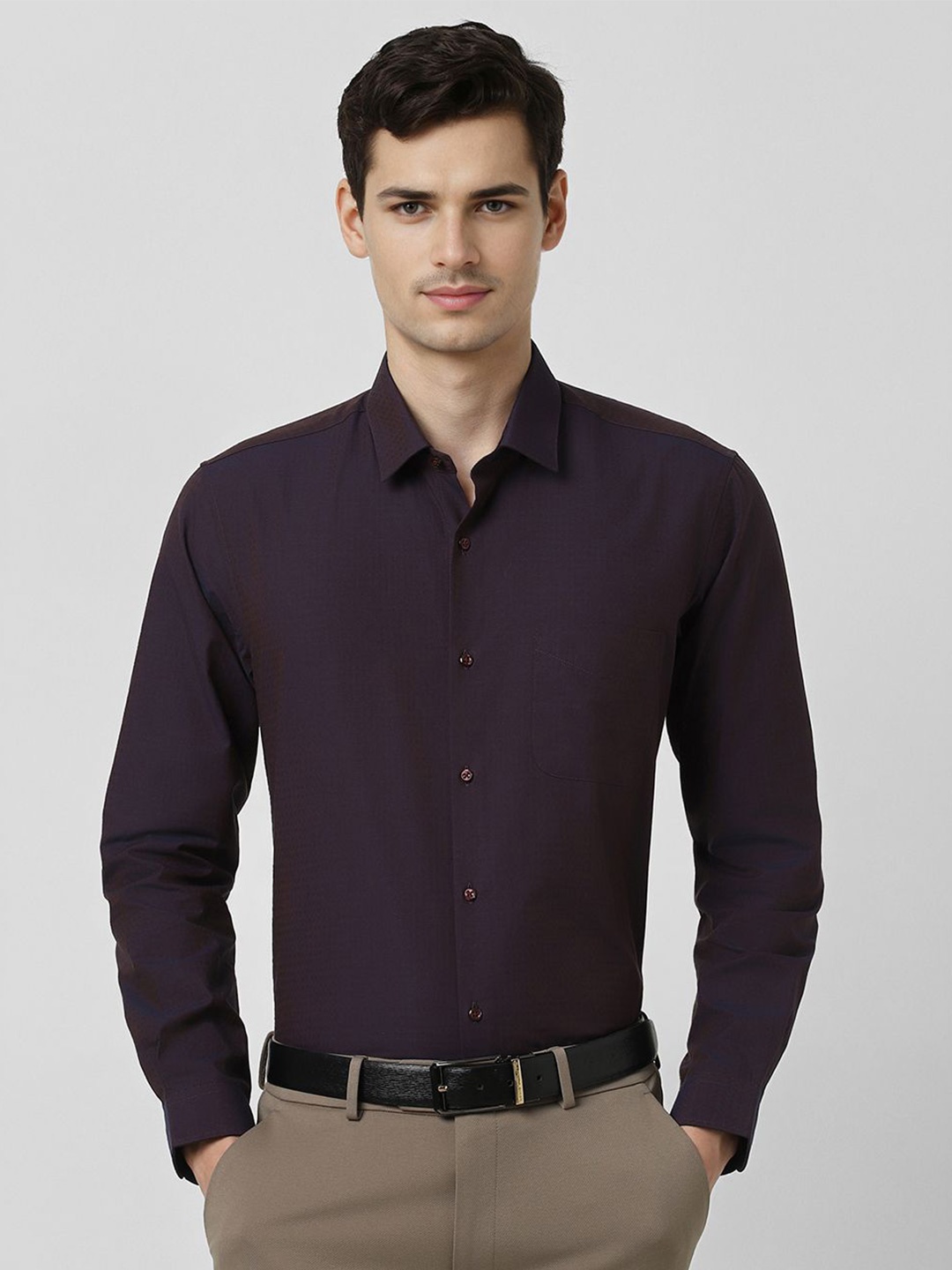 

Peter England Men Opaque Printed Formal Shirt, Purple