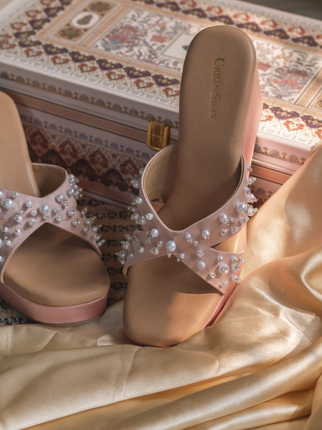

UrbanSway Women Embellished Wedge Sandals, Pink