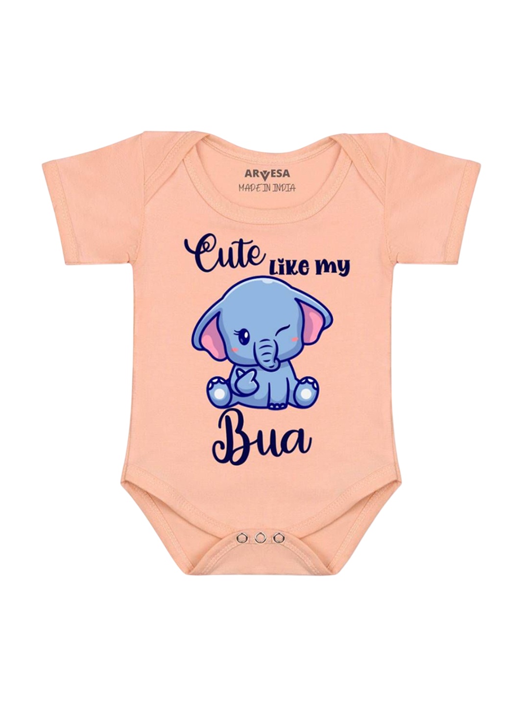 

Arvesa Kids Cute Like My Bua Printed Romper, Peach