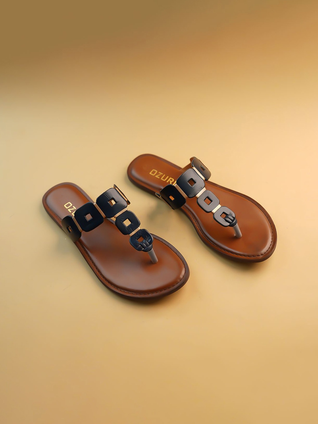 

Ozuri Women Open Toe T-Strap Flats, Brown
