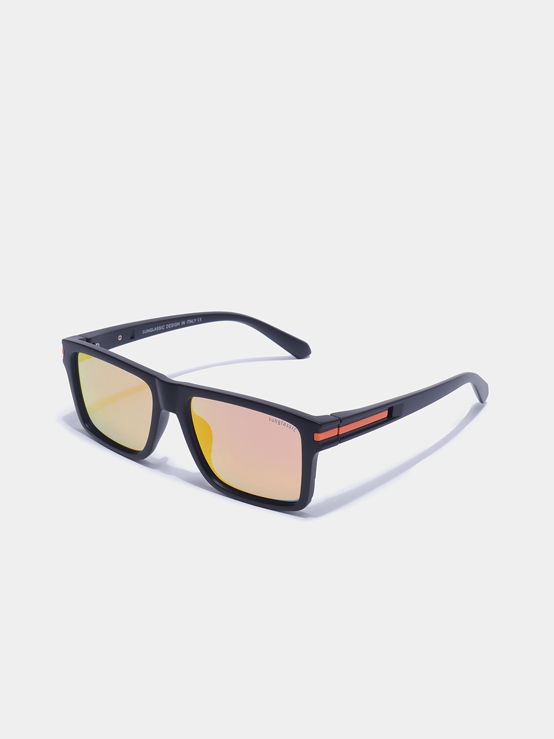 

SUNGLASSIC Unisex Rectangle Sunglasses with Polarised and UV Protected Lens, Orange