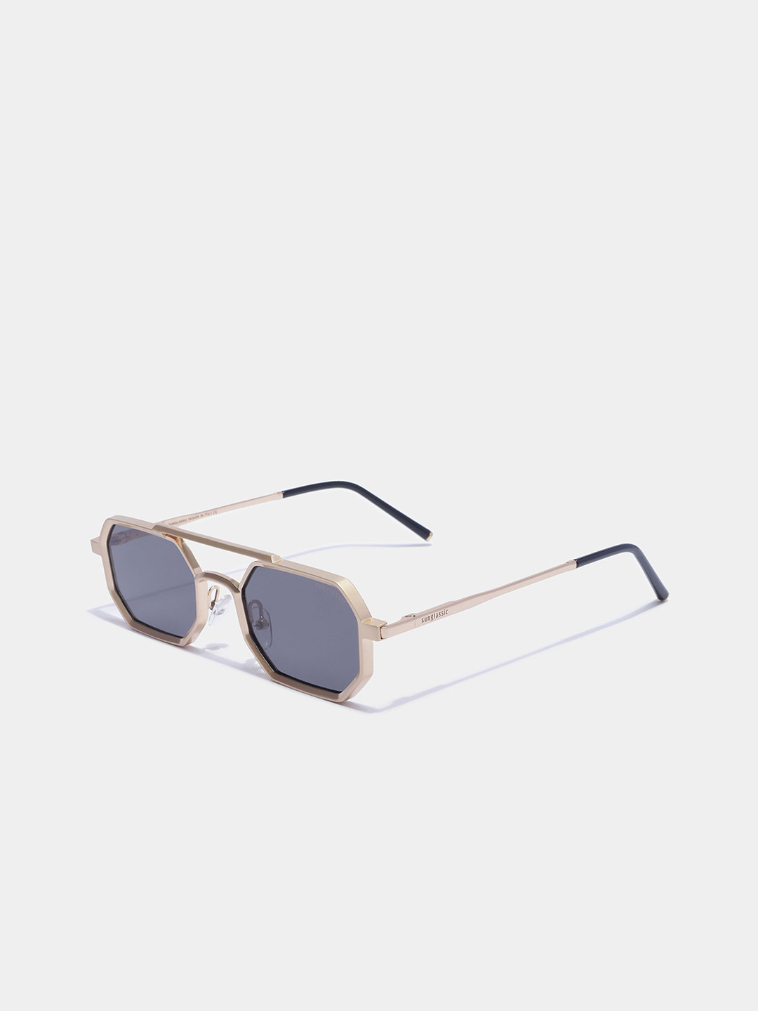 

SUNGLASSIC Unisex Square Sunglasses with UV Protected Lens V1-Commando-Gold-Black