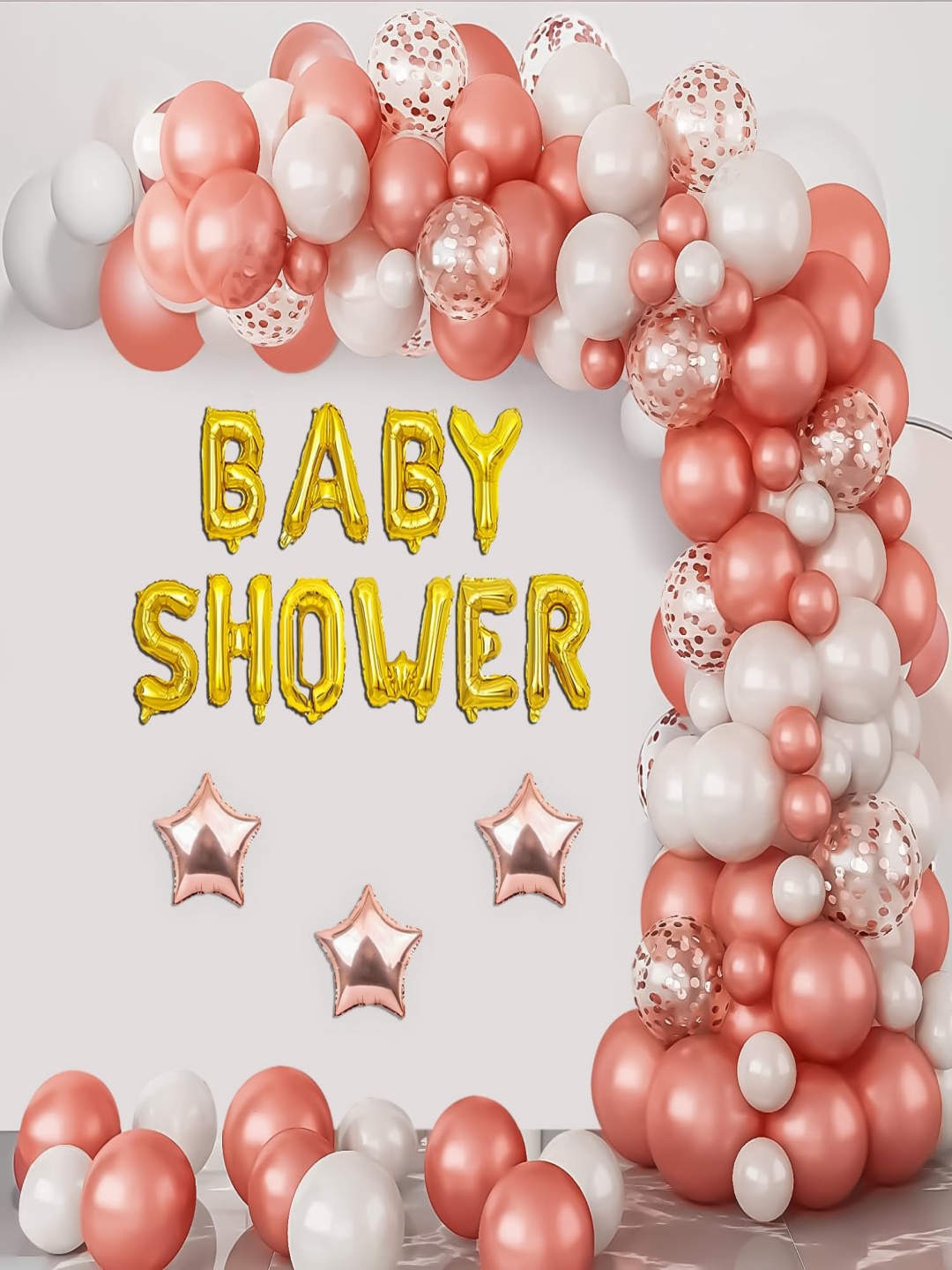 

Special You 70 Pcs White Textured Baby Shower Decorations, Rose gold
