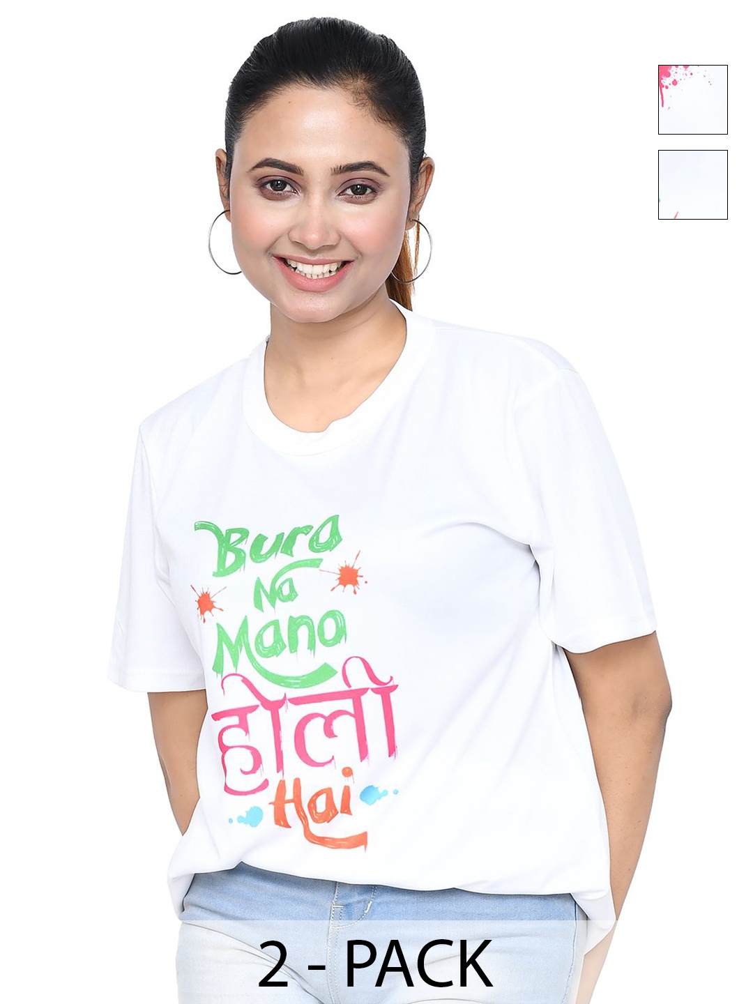 

RAPL Women 2 Printed Pockets T-shirt, White
