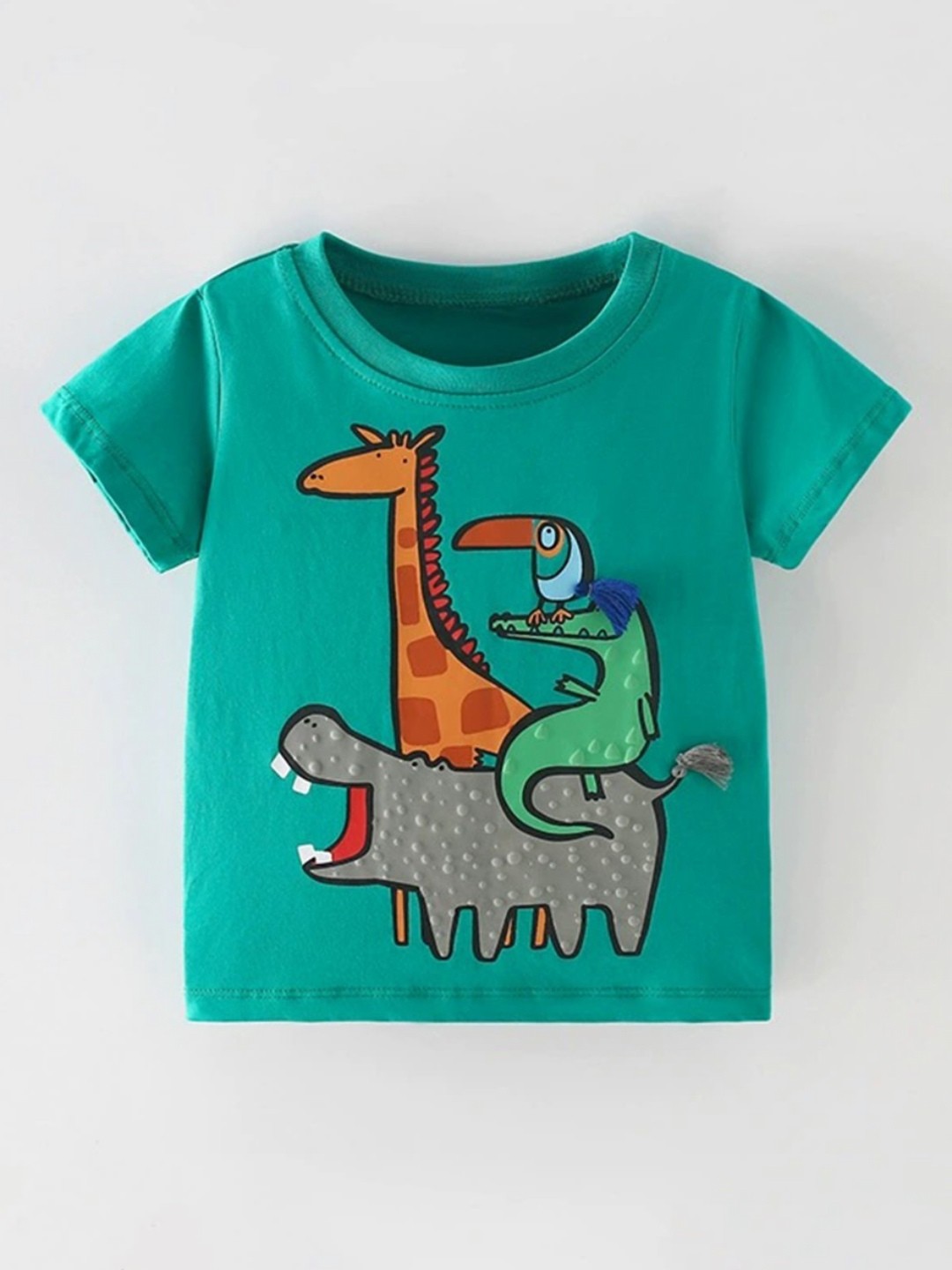 

LULU & SKY Boys Graphic Printed Round Neck Cotton T-shirt, Green