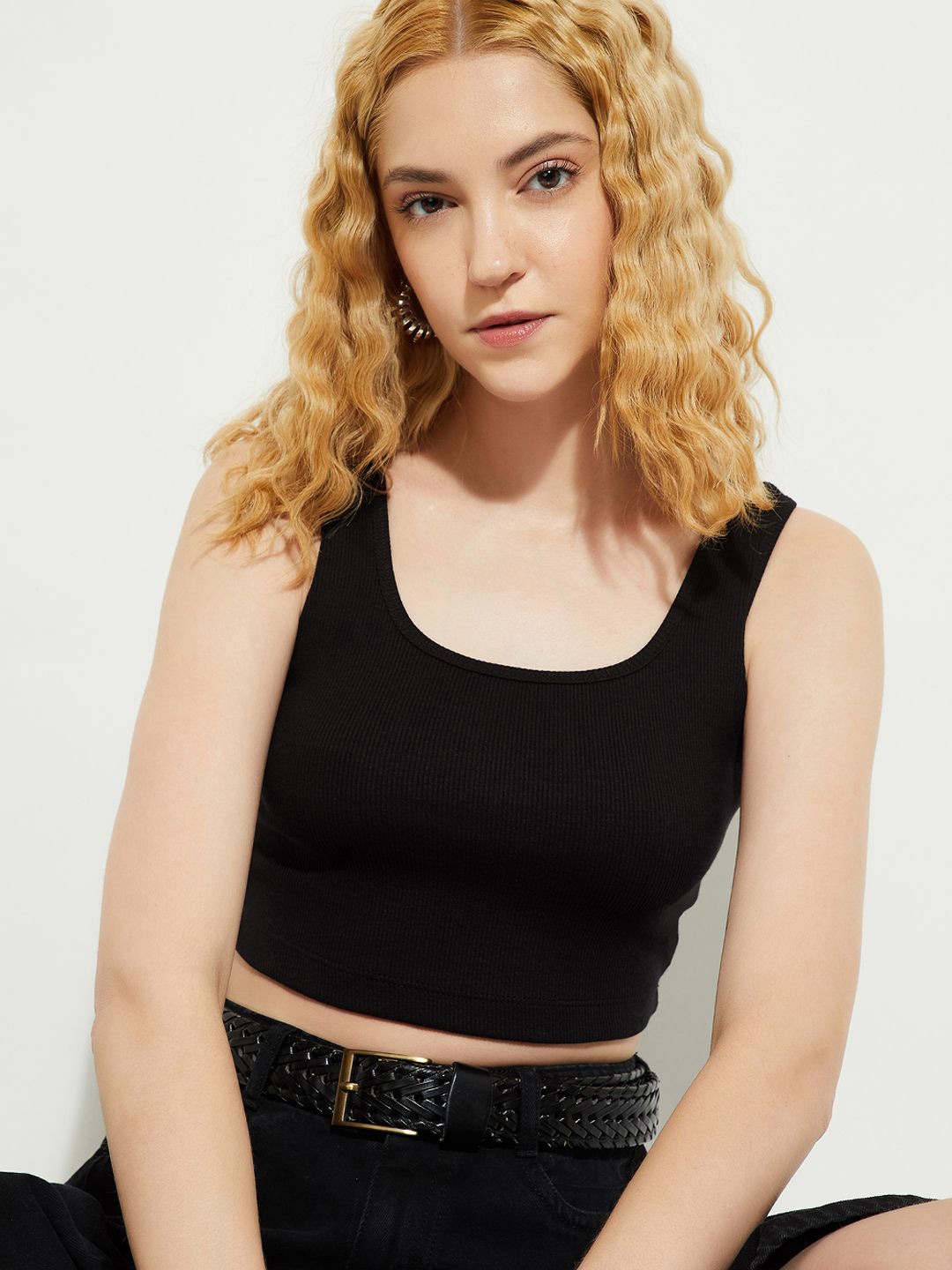 

max Cotton Crop Top, Black