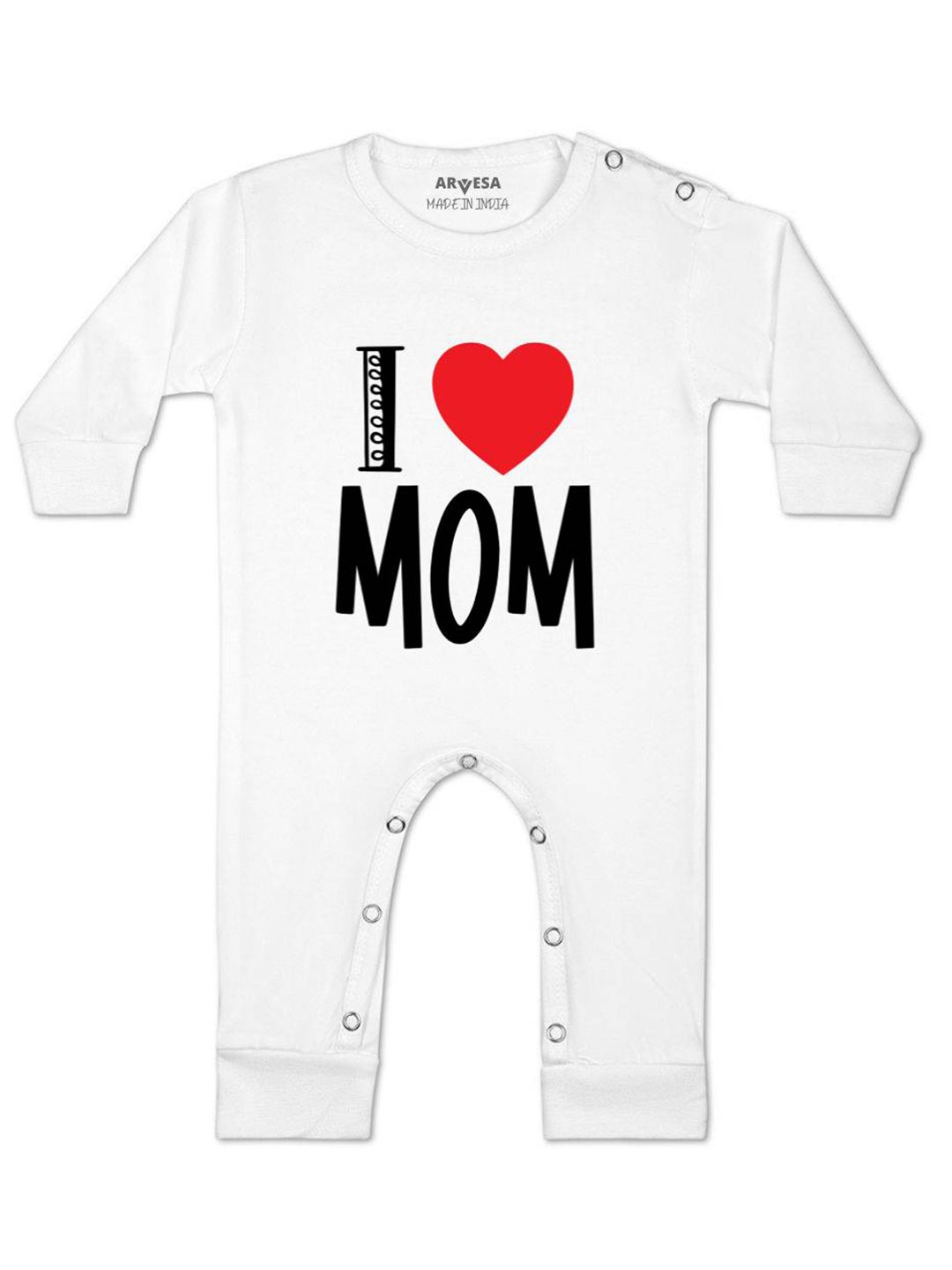 

Arvesa Kids I Love Mom Printed Baby Romper, White