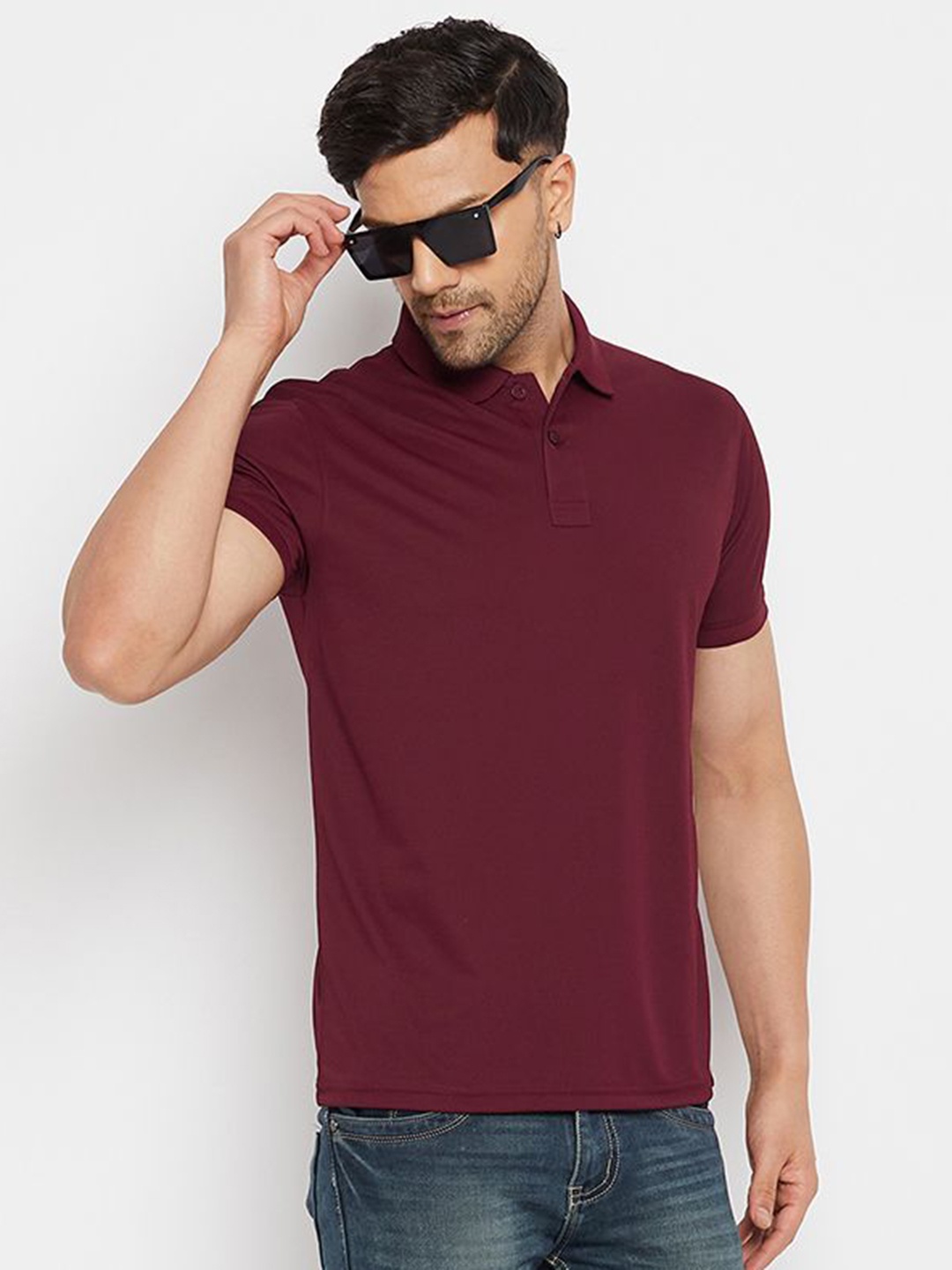 

98 Degree North Men Polo Collar T-shirt, Maroon