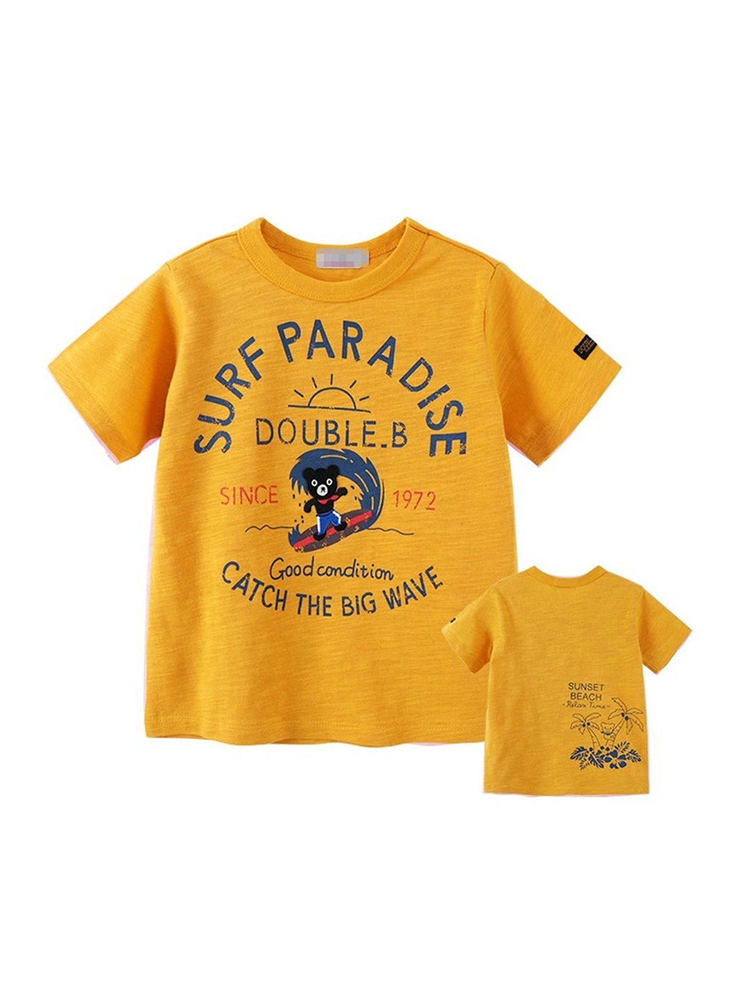 

LULU & SKY Girls Typography Printed Round Neck Cotton T-shirt, Yellow