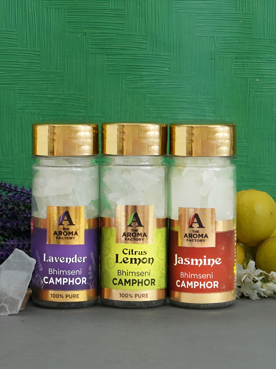 

The Aroma Factory 3Pc White Lavender, Jasmine, Lemon Bhimseni Camphor Box