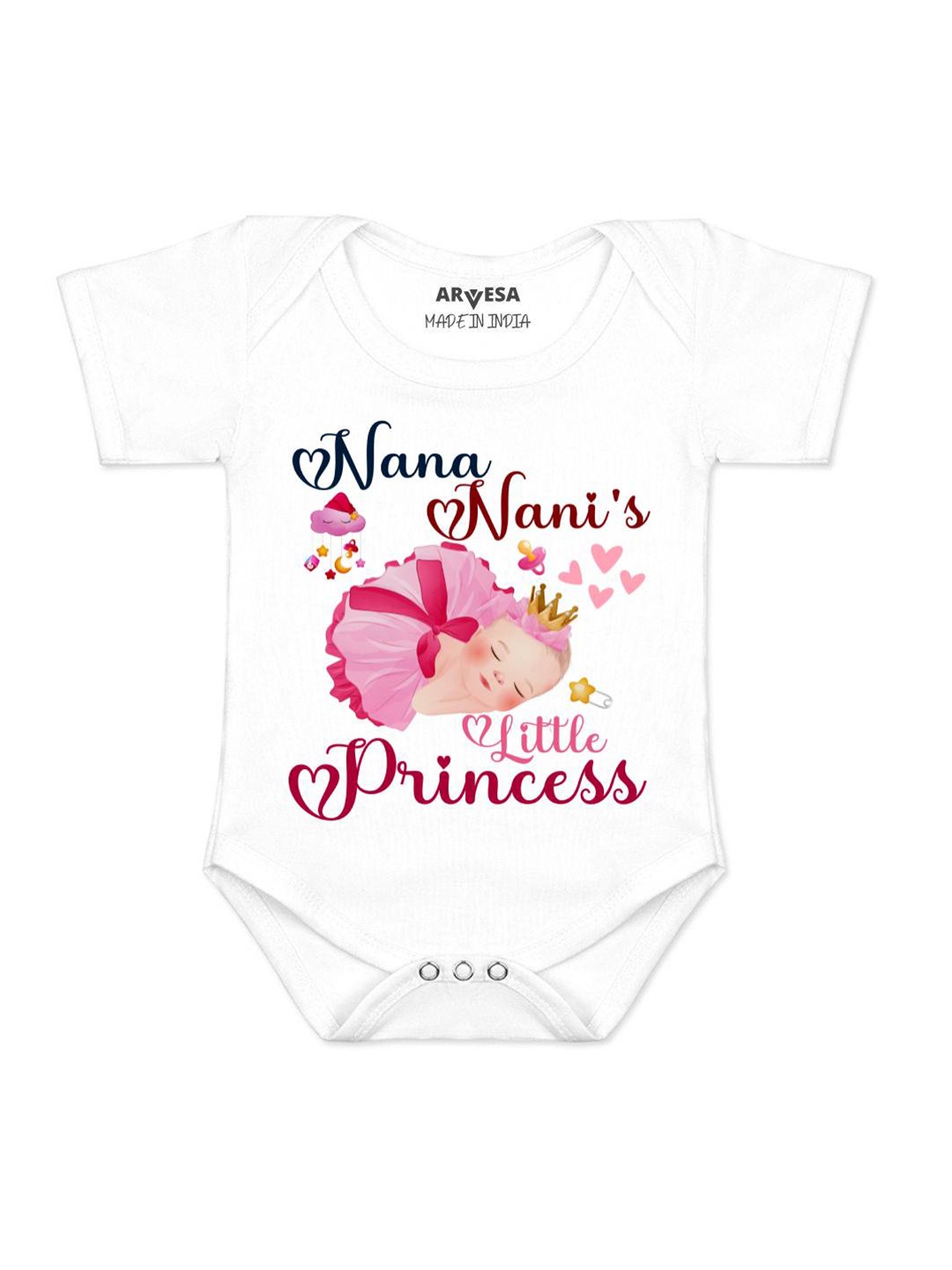

Arvesa Kids Nana Nani Little Princess Printed Romper, White