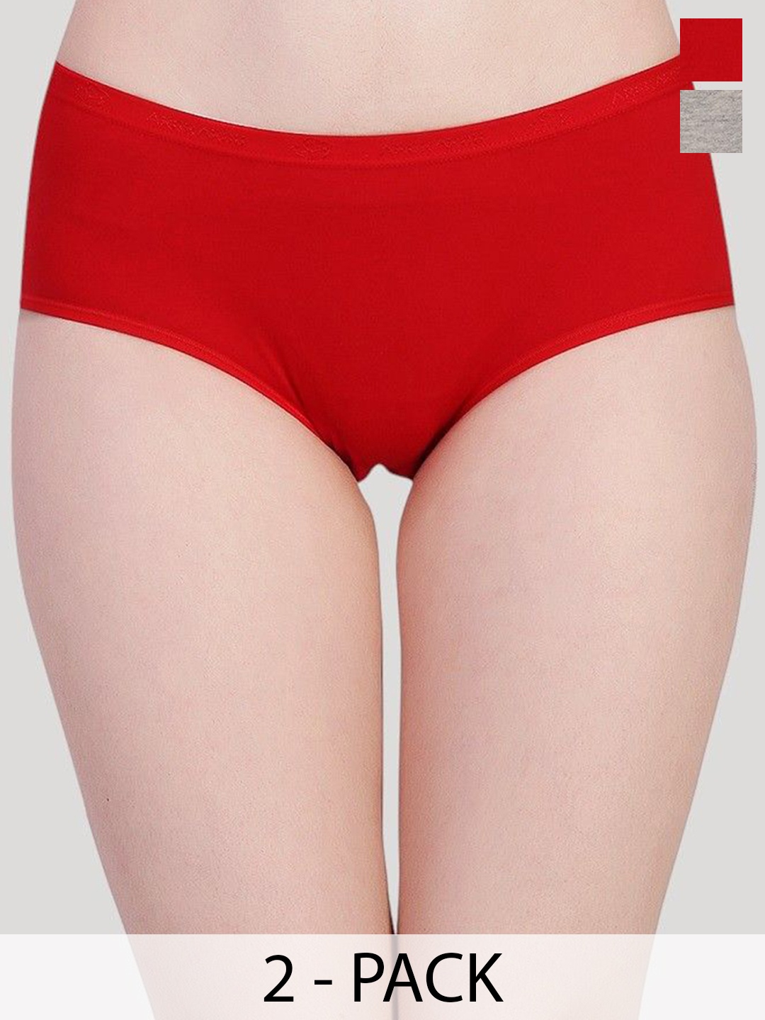 

PLUMBURY Pack Of 2 Mid Rise Period Briefs - PL-PANTY2006-RED/GR-S