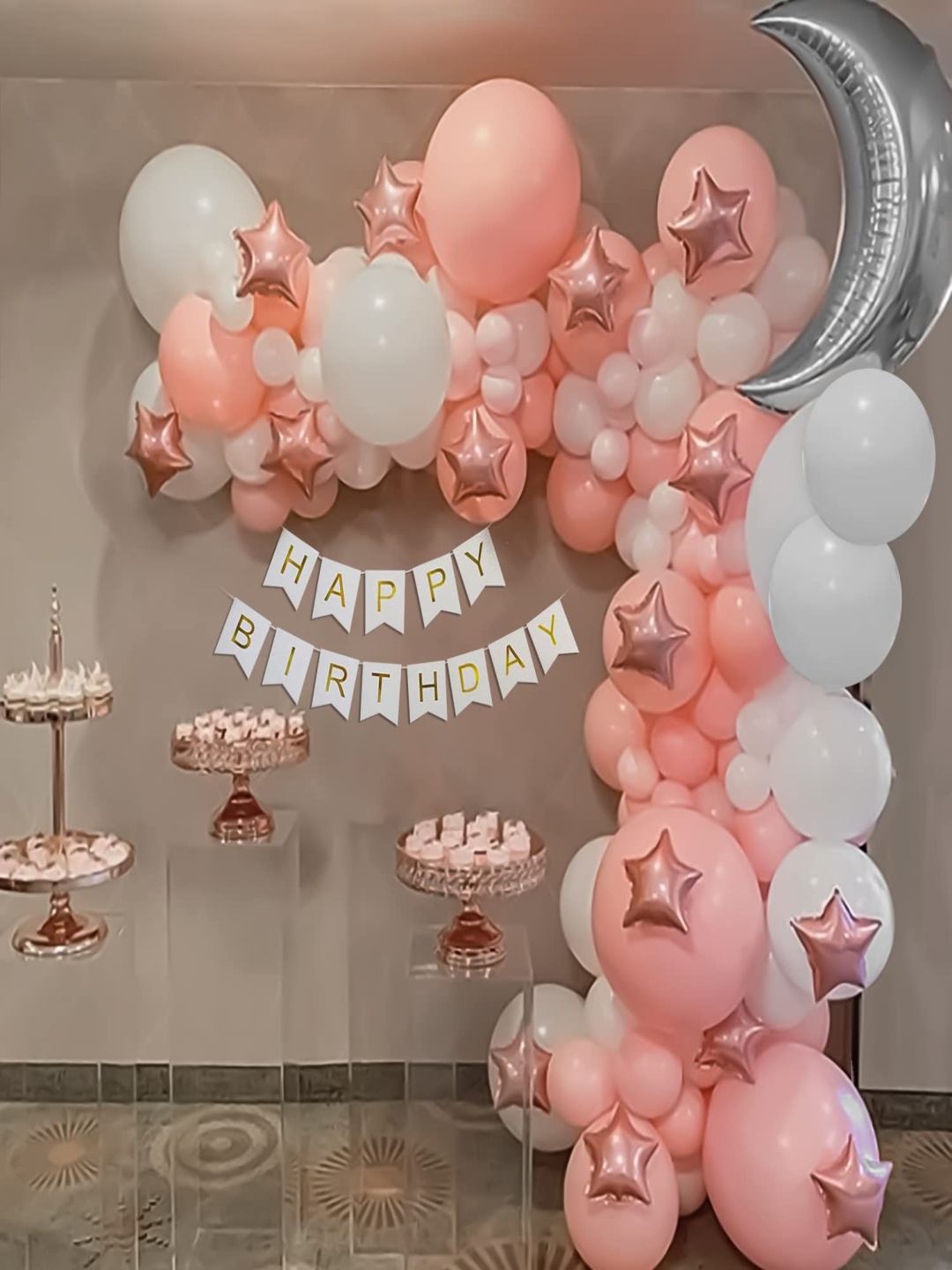 

Special You 74 Pcs Peach & White Birthday Decoration