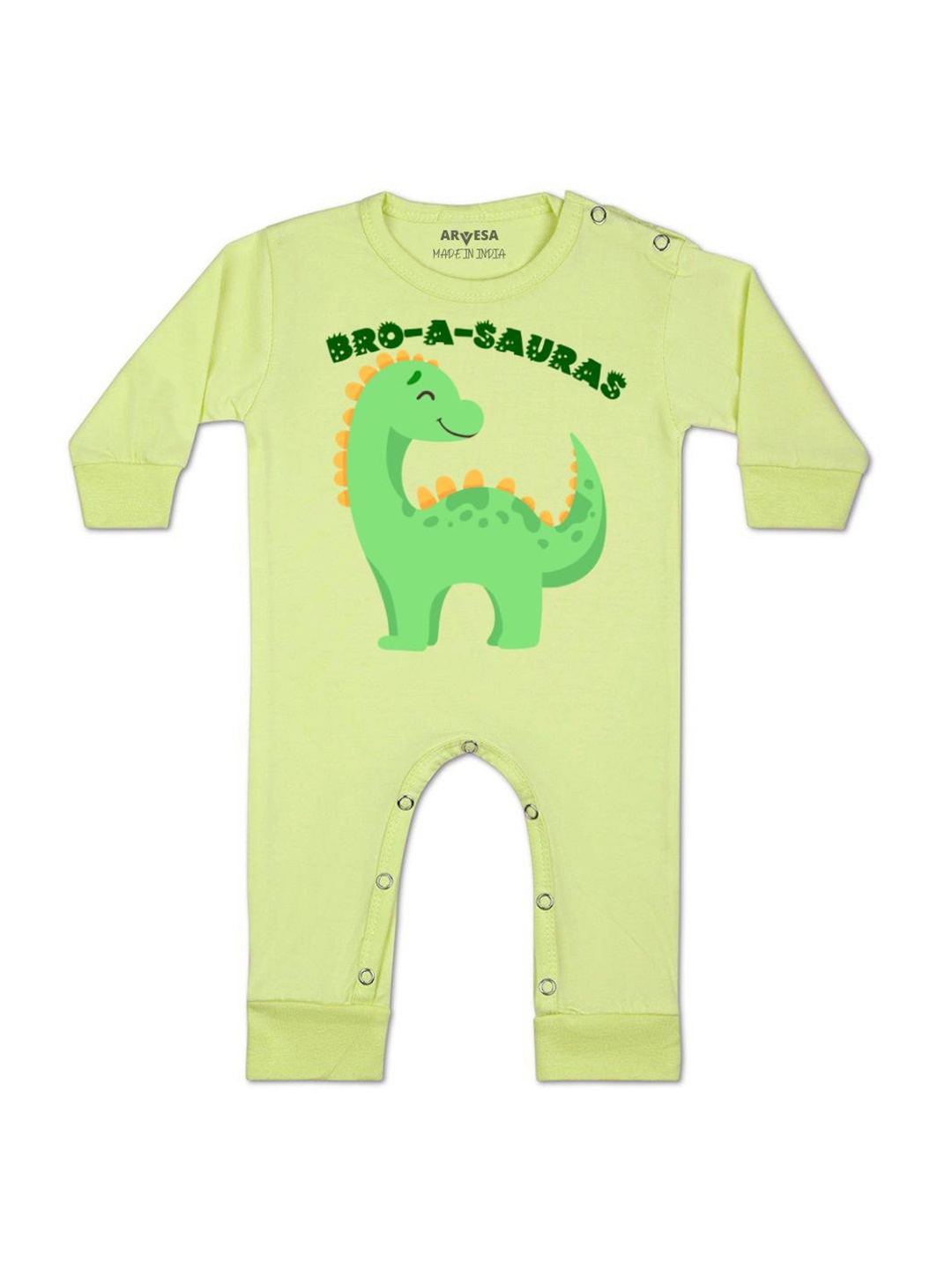 

Arvesa Kids Bro A Sauras Printed Baby Romper, Yellow