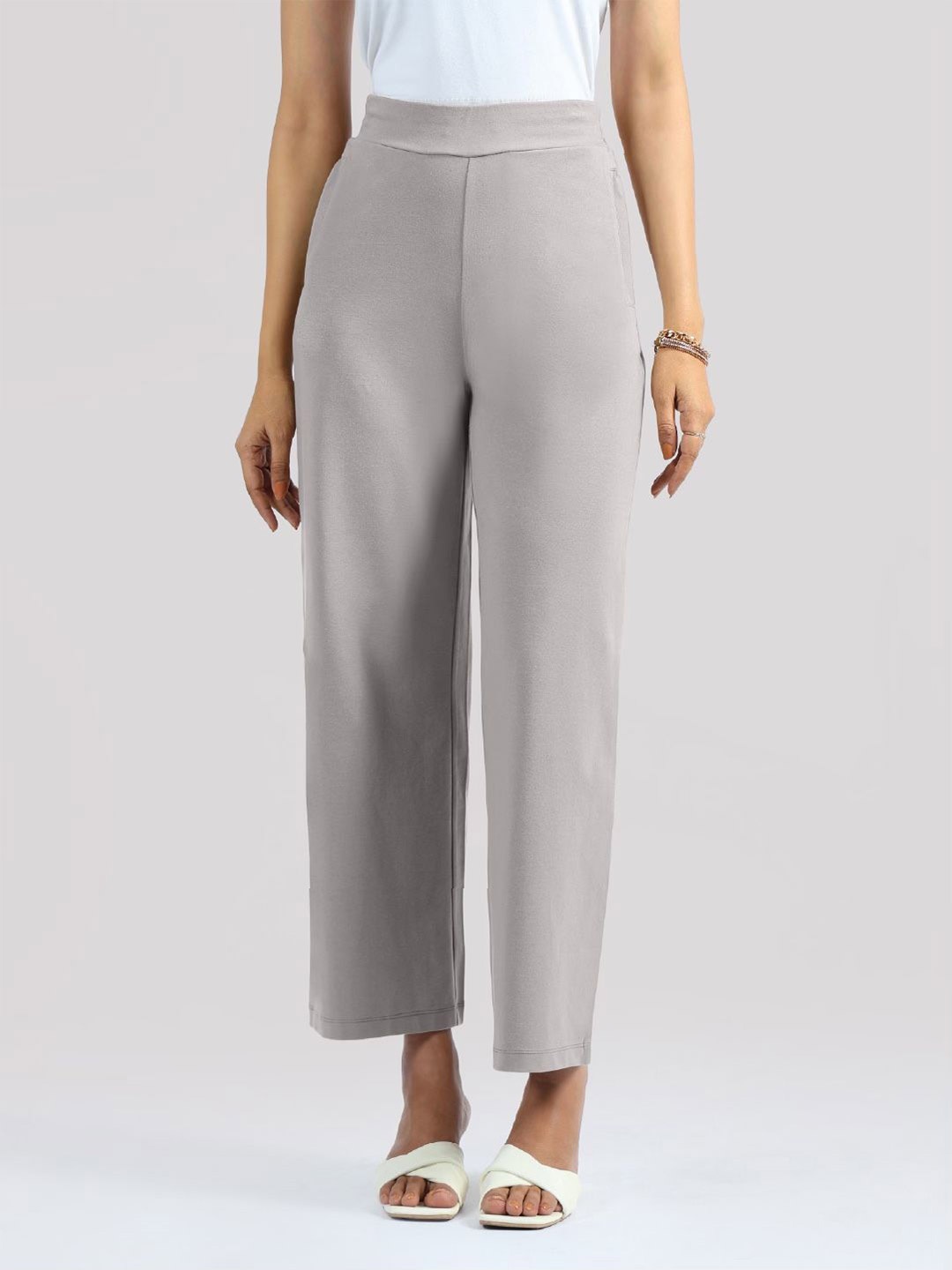 

Blissclub Women's AM PM Cotton Wide Leg Pants Trousers, Grey
