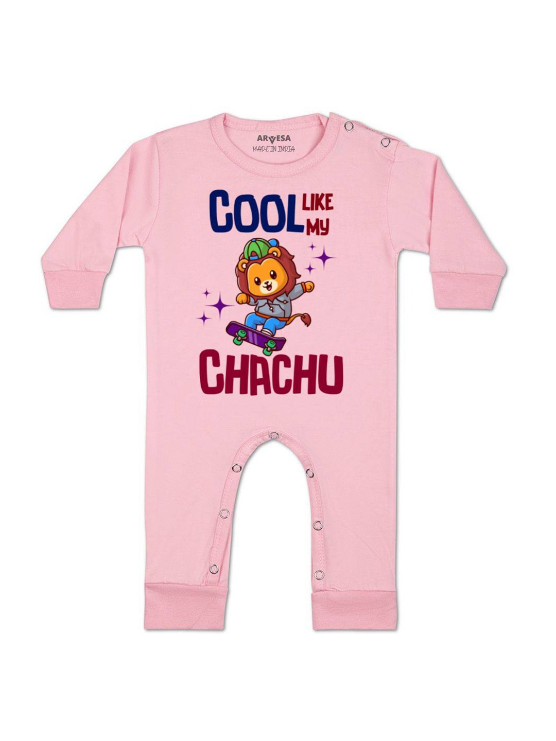 

Arvesa Kids Cool Like My Chachu Printed Baby Romper, Pink