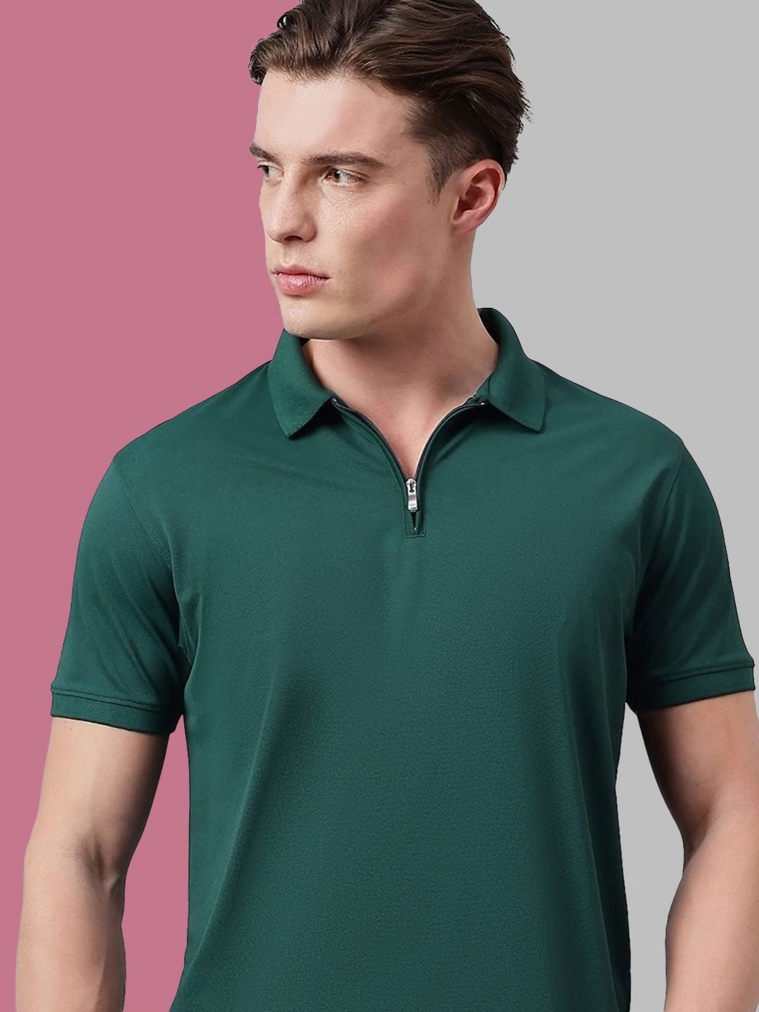 

98 Degree North Men Polo Collar T-shirt, Green