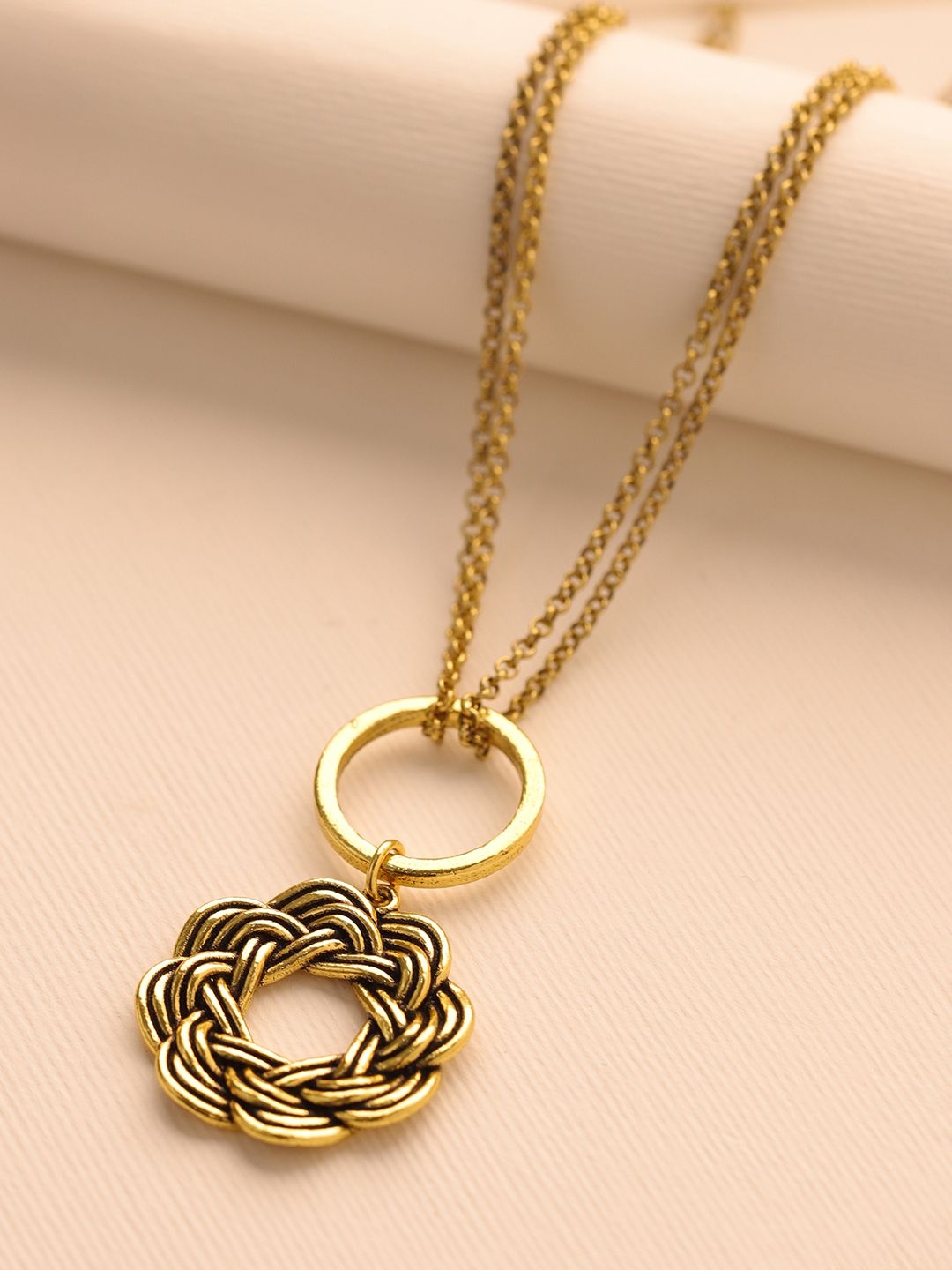 

Voylla Brass Gold-Plated Oxidised Necklace