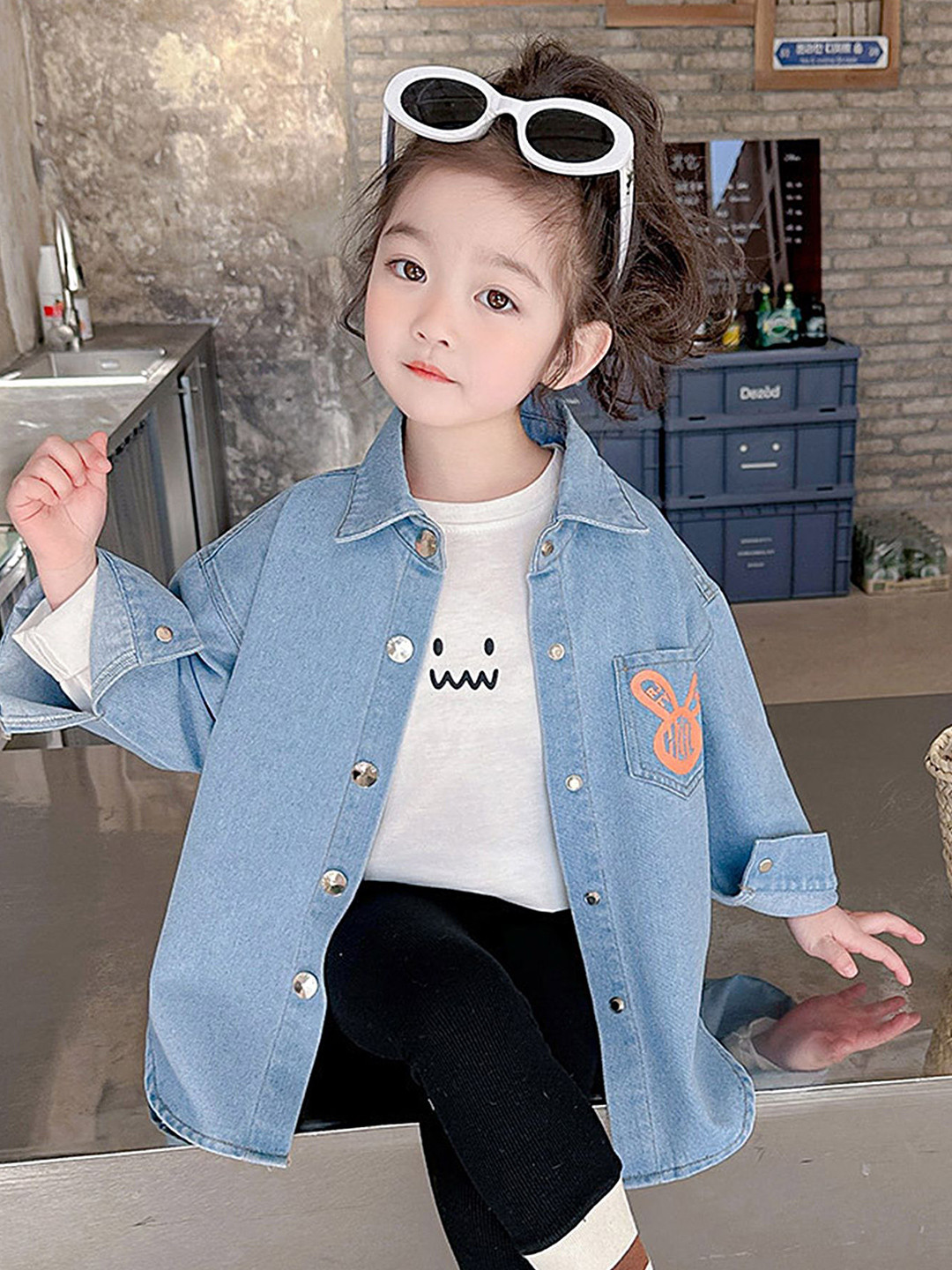 

LULU & SKY Girls Opaque Printed Casual Shirt, Blue